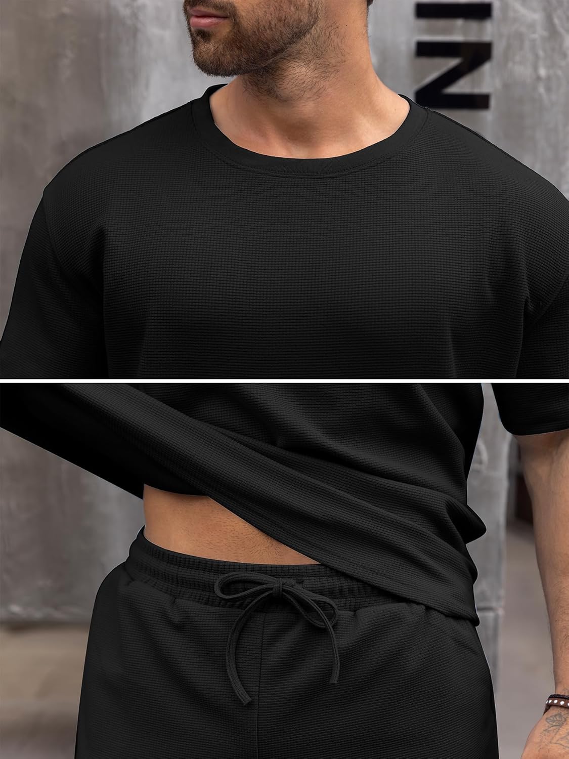 Vogaan Men's T-Shirt and Shorts Set - Black - Image 5