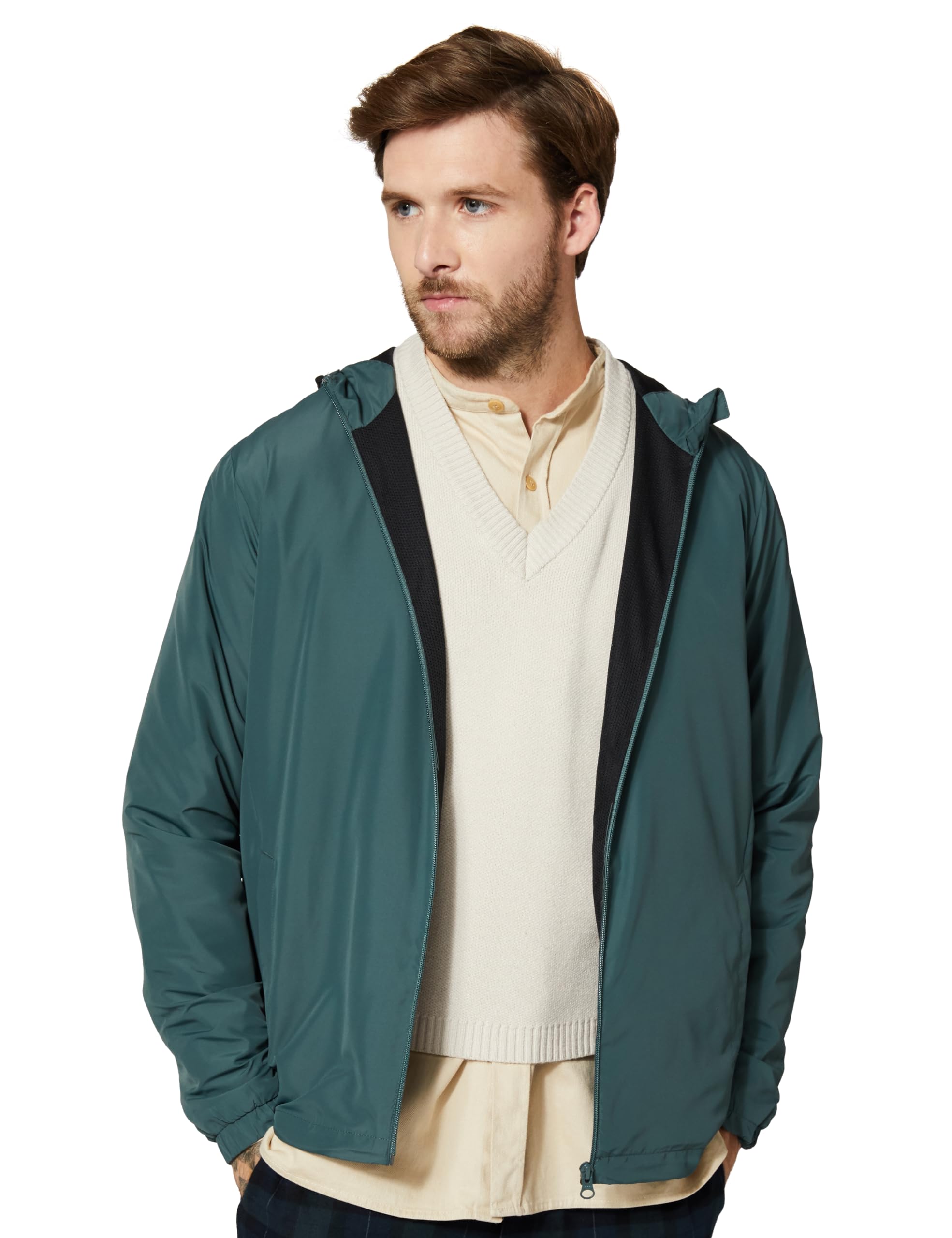 Amazon Men's Lined Non-Quilted Jacket - Bottle Green