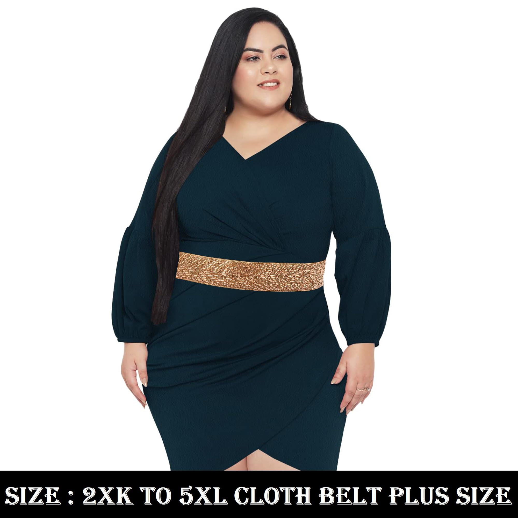 VAMA Women's Oversized Cloth Waist Belt - Gold - Image 2