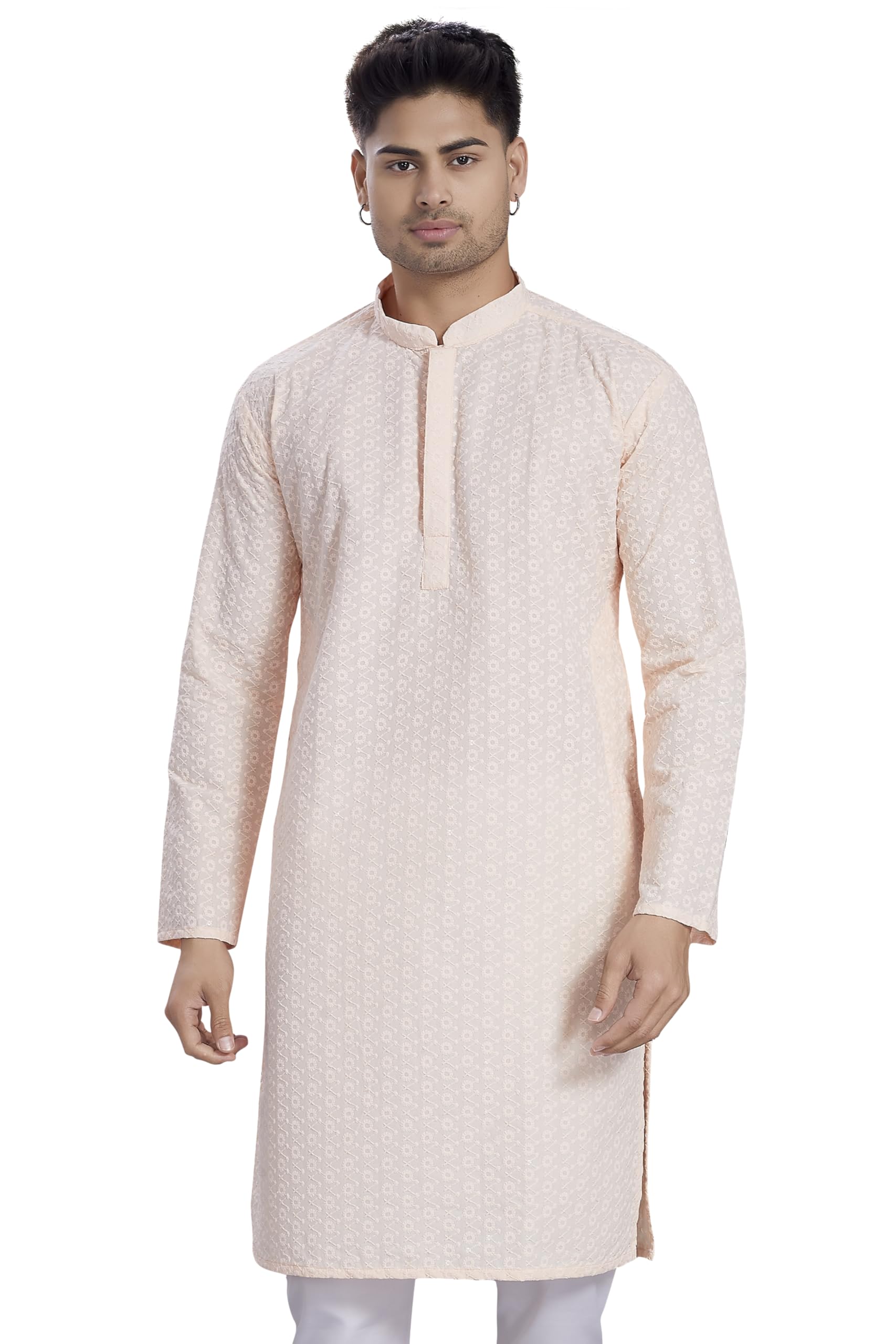 DIVISIVE Men's Sequince Embroidered Kurta - Peach
