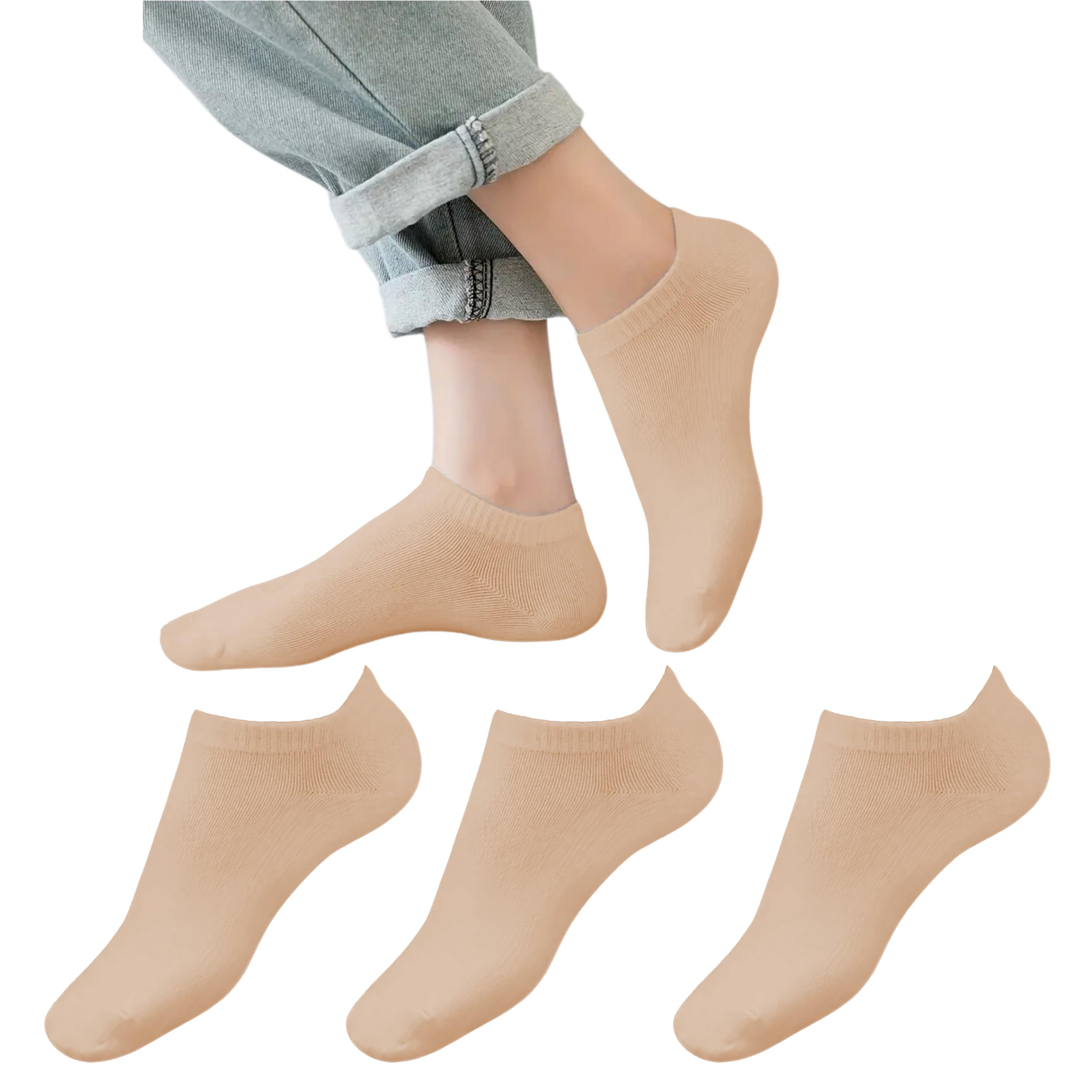 Yuneek Women's Low Cut Ankle Socks - Skin Tone