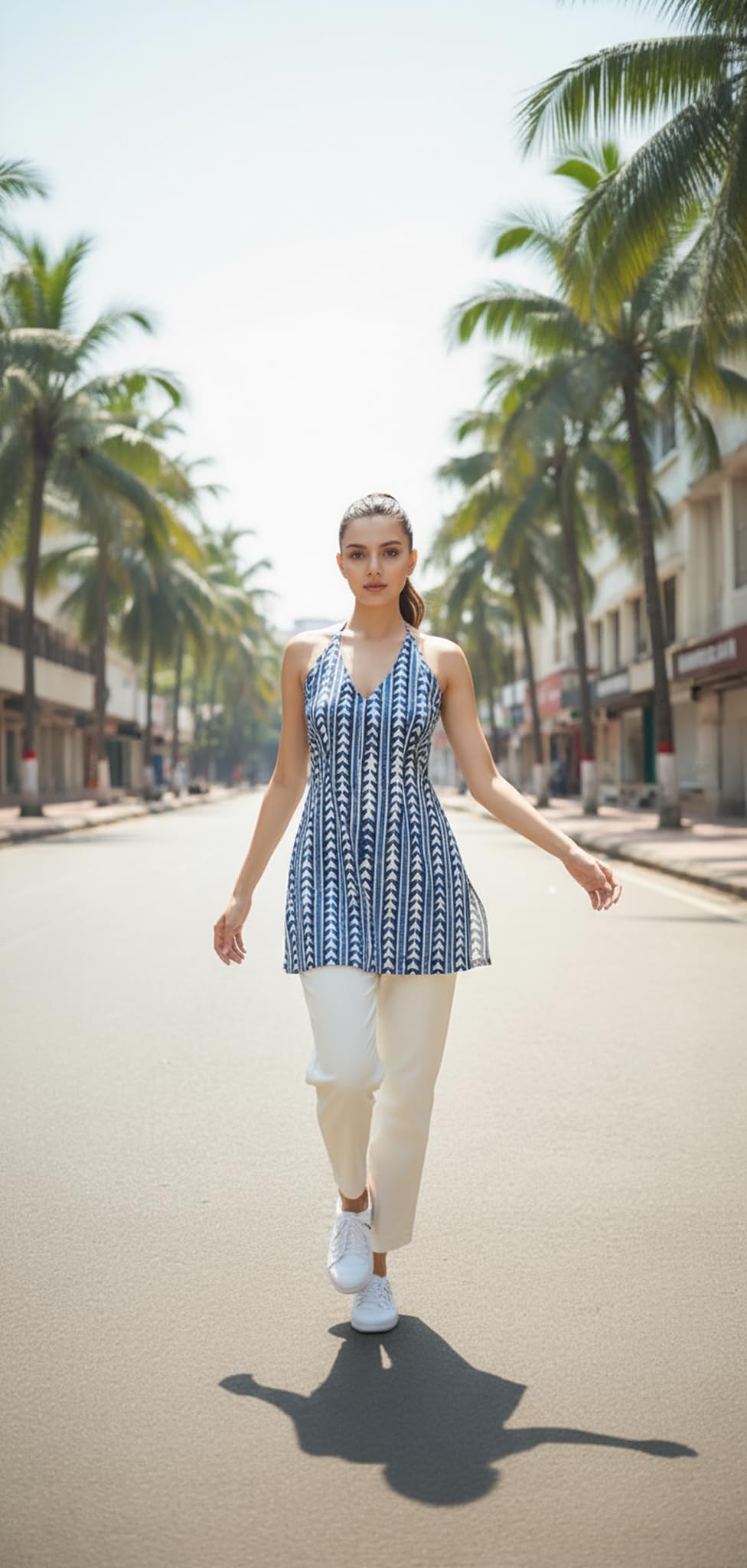 GoSriKi Women's A-Line Printed Kurti - Blue - Image 5