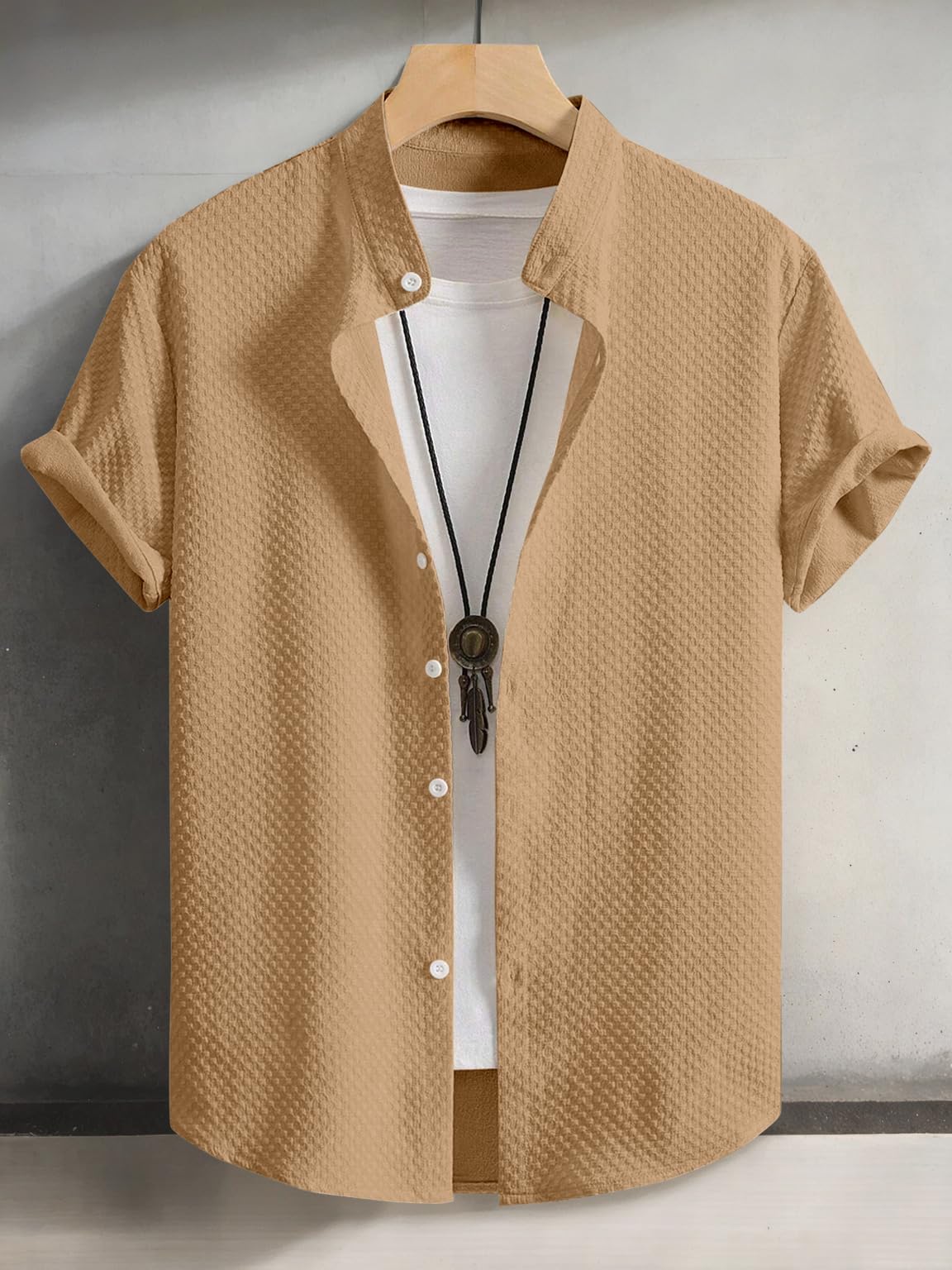 SWADESI STUFF Men's Brown Poly Cotton Casual Shirt - Image 5