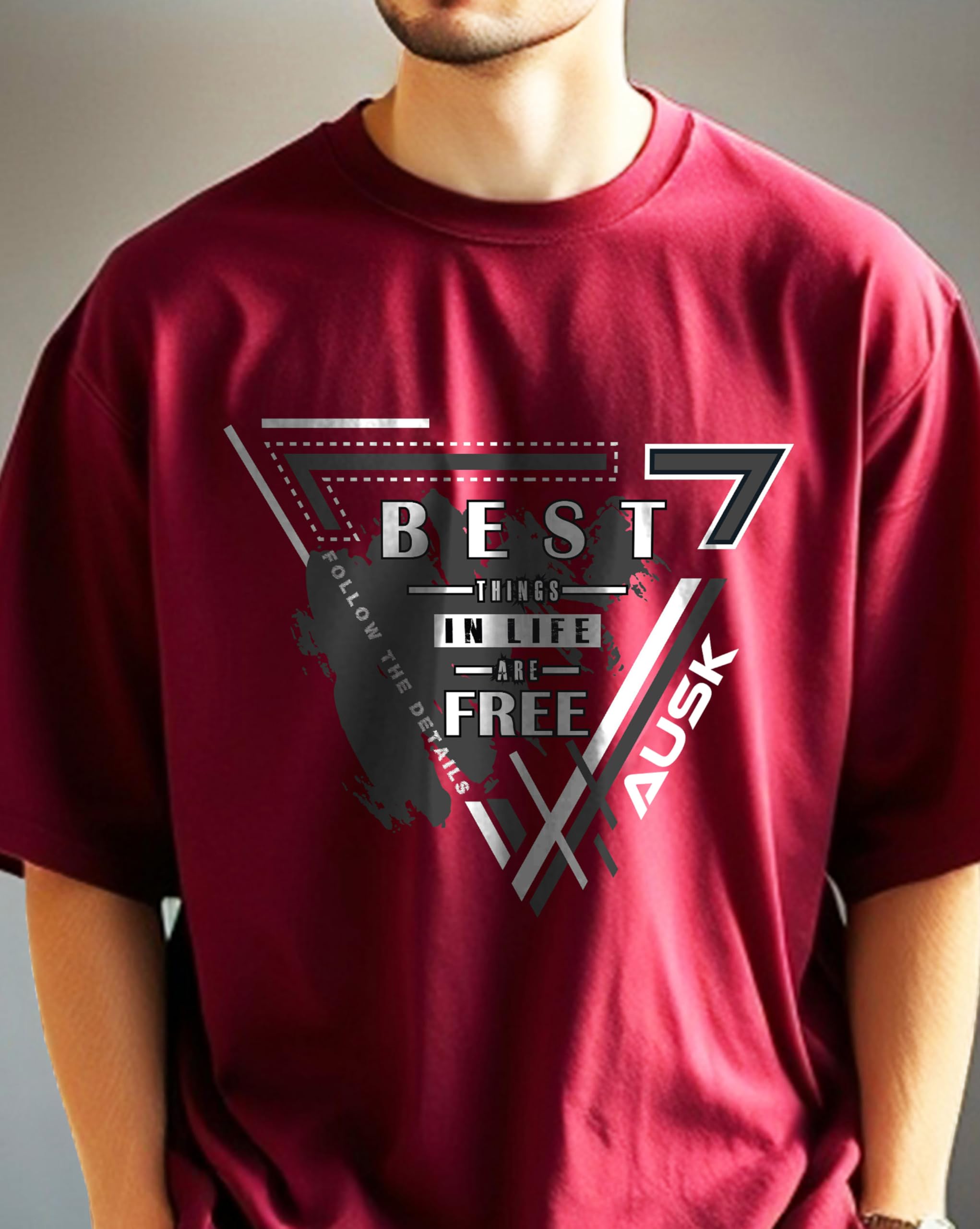 AUSK Men's Maroon T-Shirt - Image 5