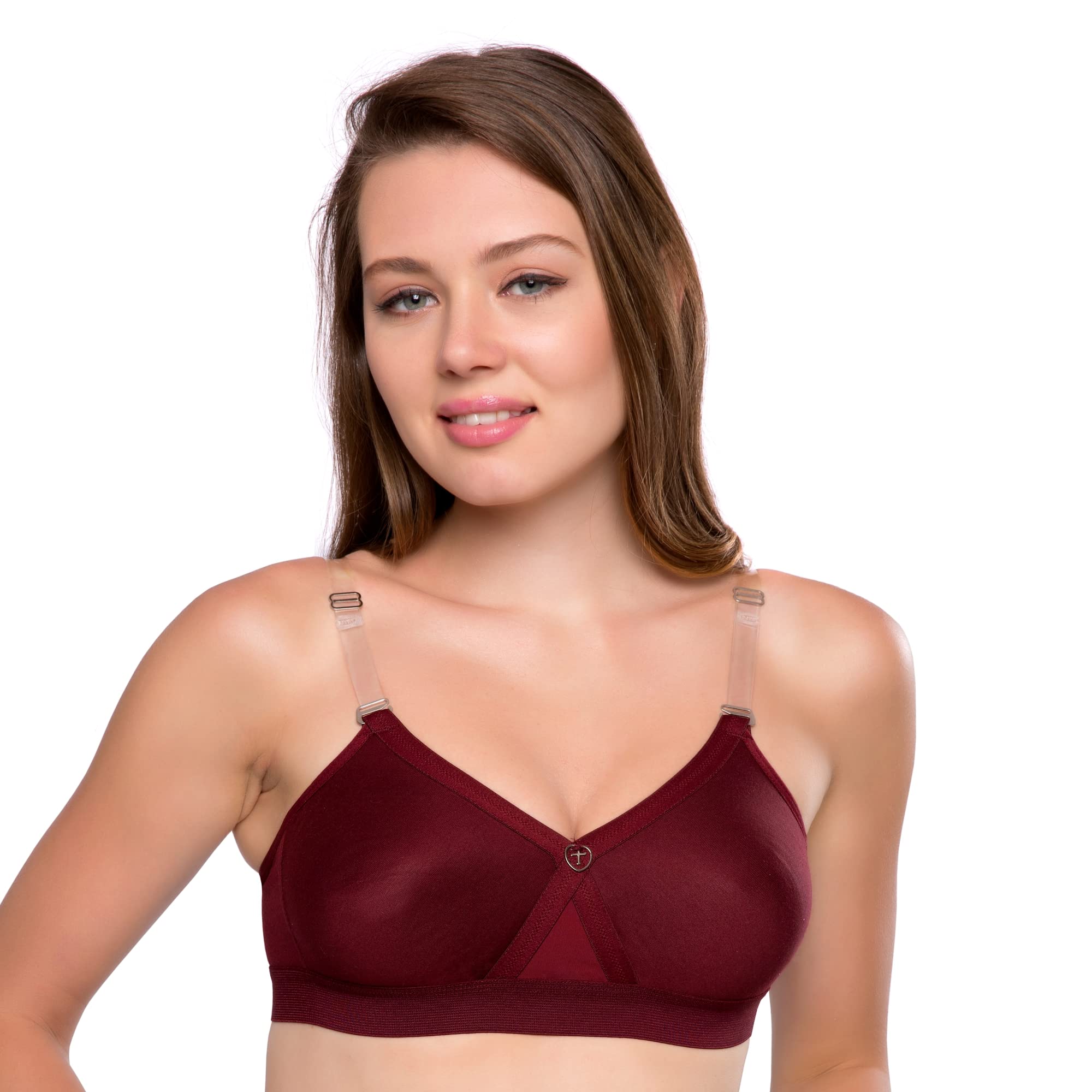 TRYLO Women Cotton T-Shirt Bra - Non-Wired Marun