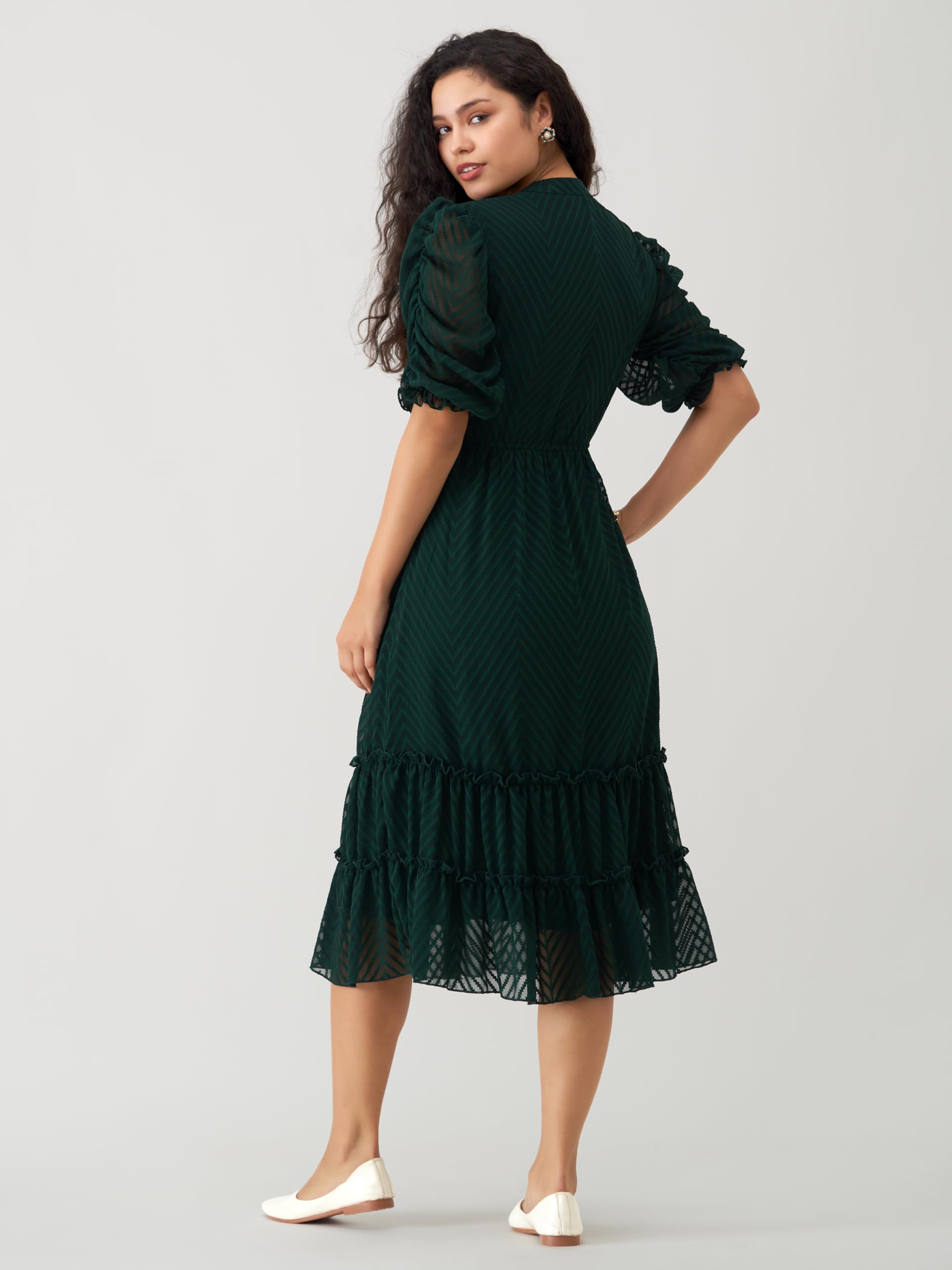 AASK Below The Knee Dress for Women - Green - Image 3