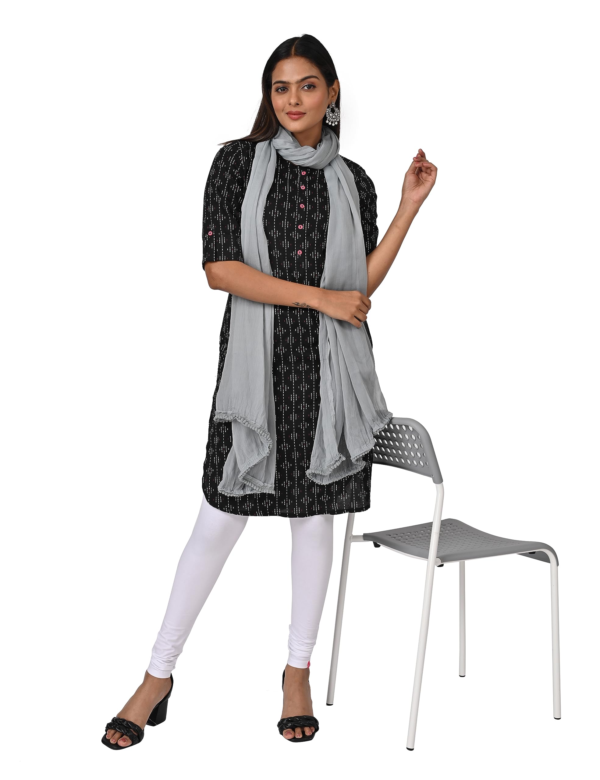 Grey Chiffon Dupatta for Women - Image 2