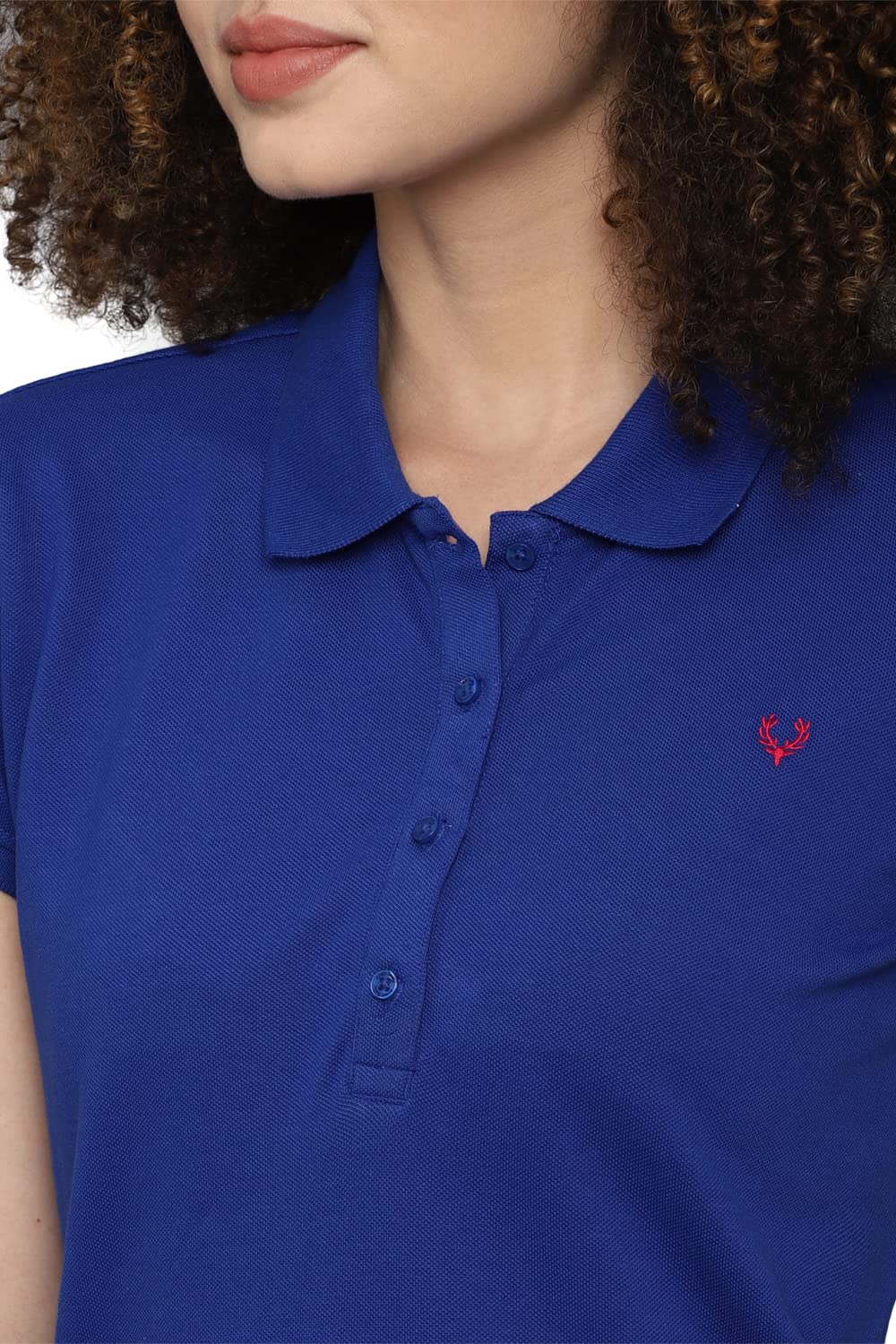 Allen Solly Women Cotton Solid T Shirt - Blue - Image 4