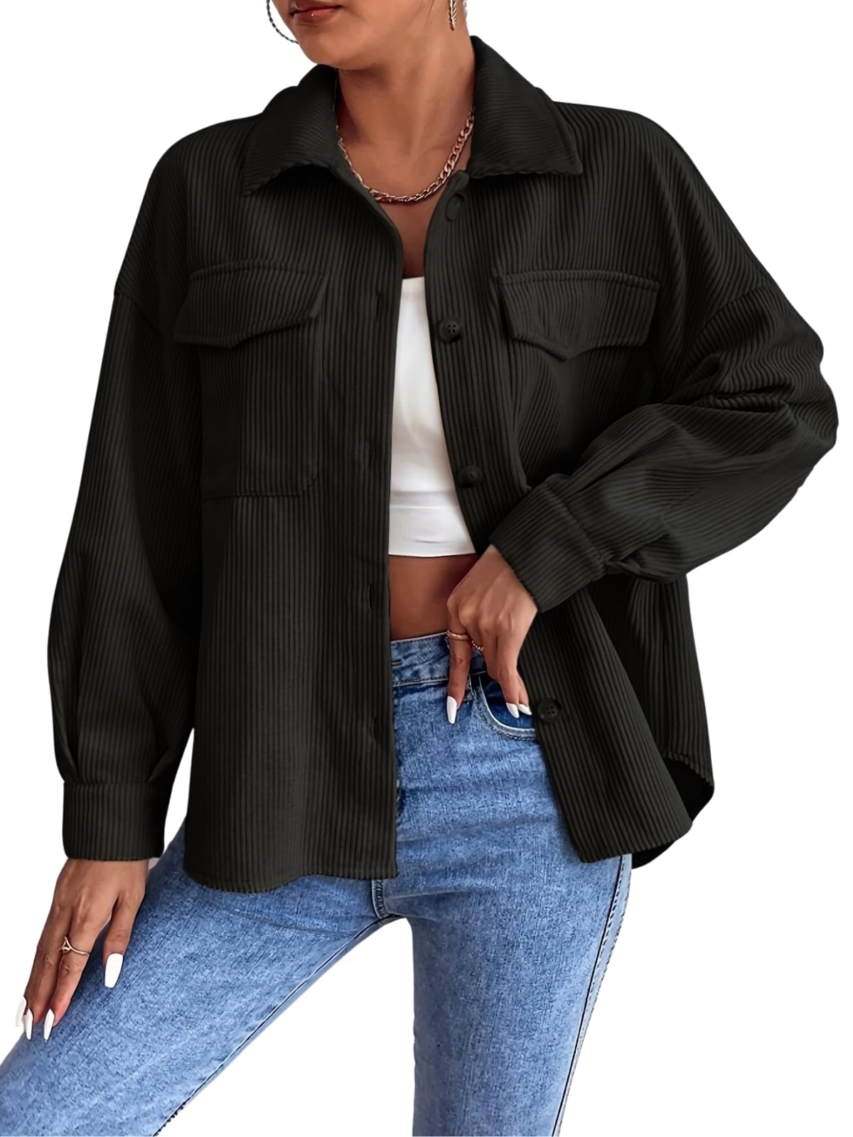 GRECIILOOKS Women's Corduroy Shirt