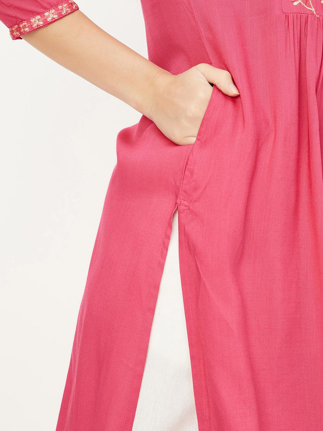 Max Women Rayon Kurta - Pink - Image 5