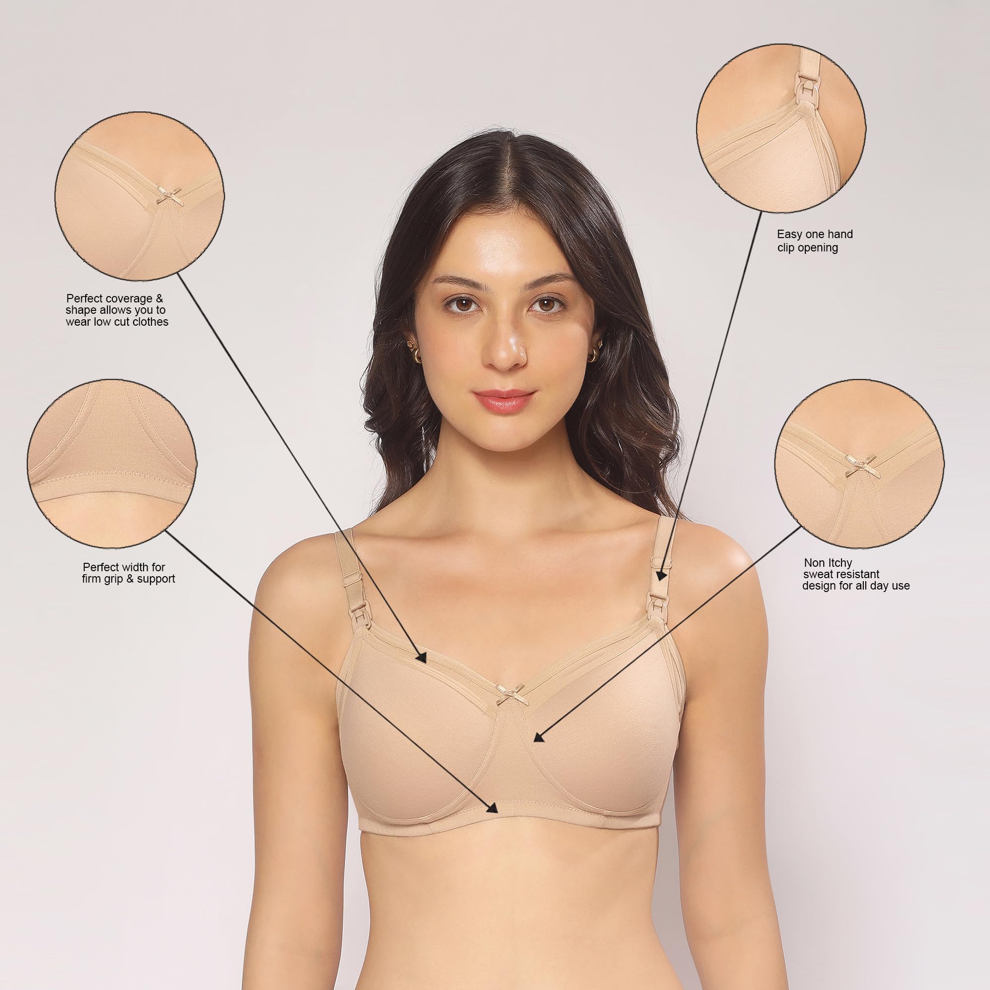 MomToBe Cotton Multicolor Feeding Bra for Women - Image 3