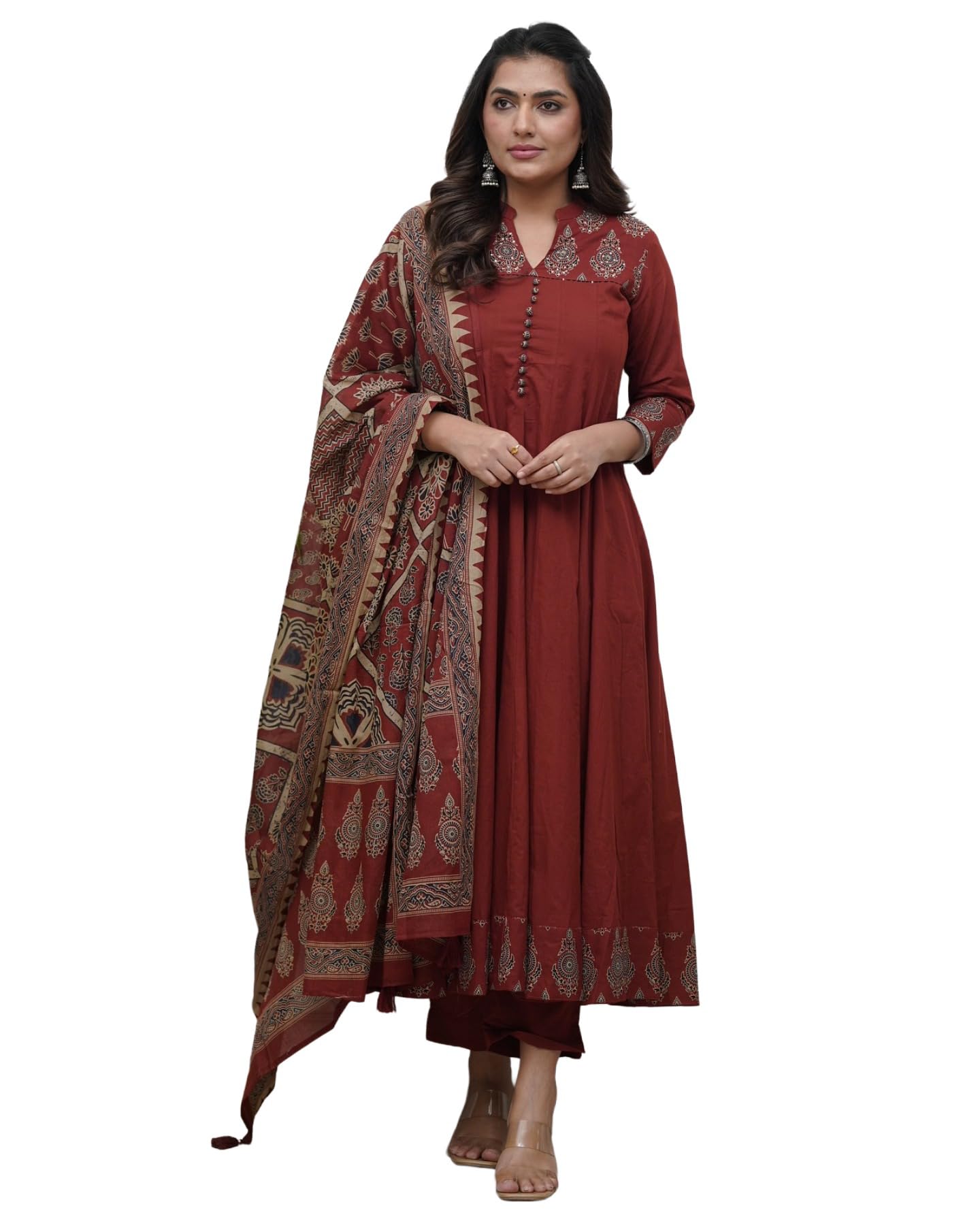 Maroon Anarkali Kurta Set for Women