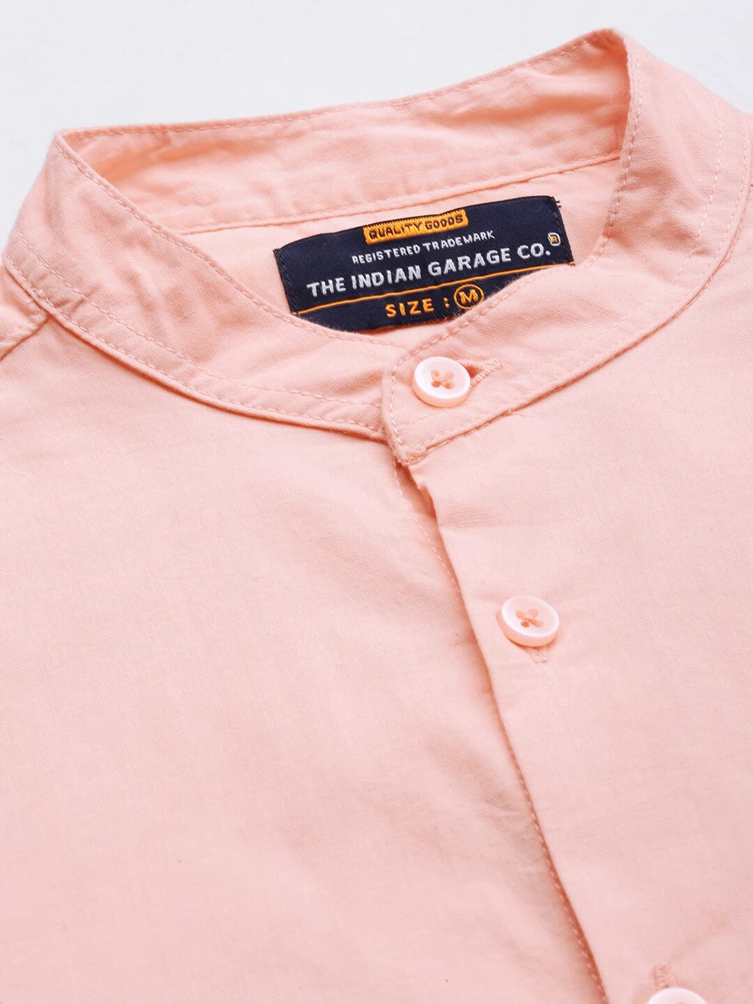 The Indian Garage Co Men's Pink Mandarin Collar Cotton Shirt - Image 2