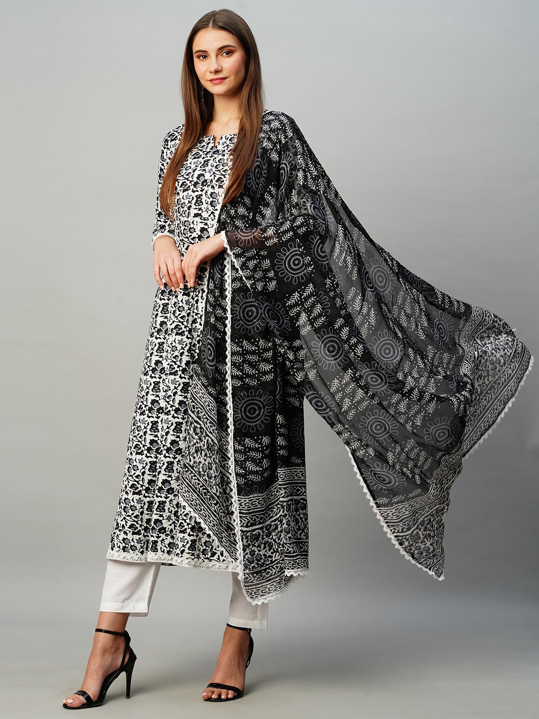 GoSriKi Women's Black Anarkali Kurta Set - Image 3