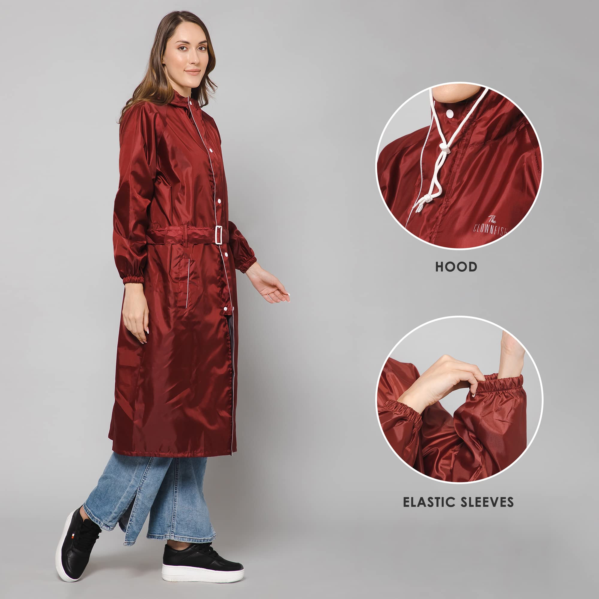 CLOWNFISH Polyester Raincoat for Women Waterproof Reversible - Image 3
