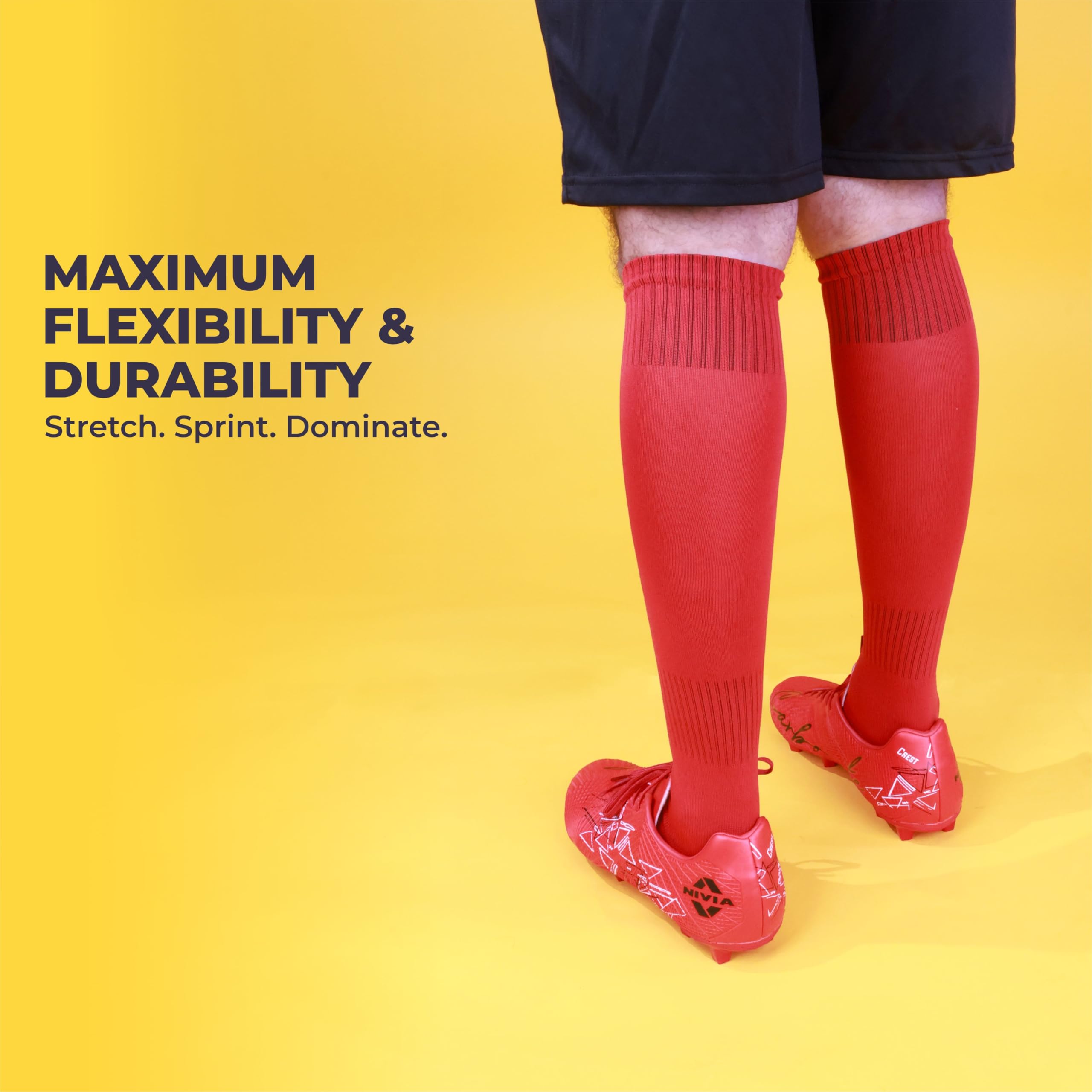 Nivia Football Socks for Men & Women - Red Black - Image 5