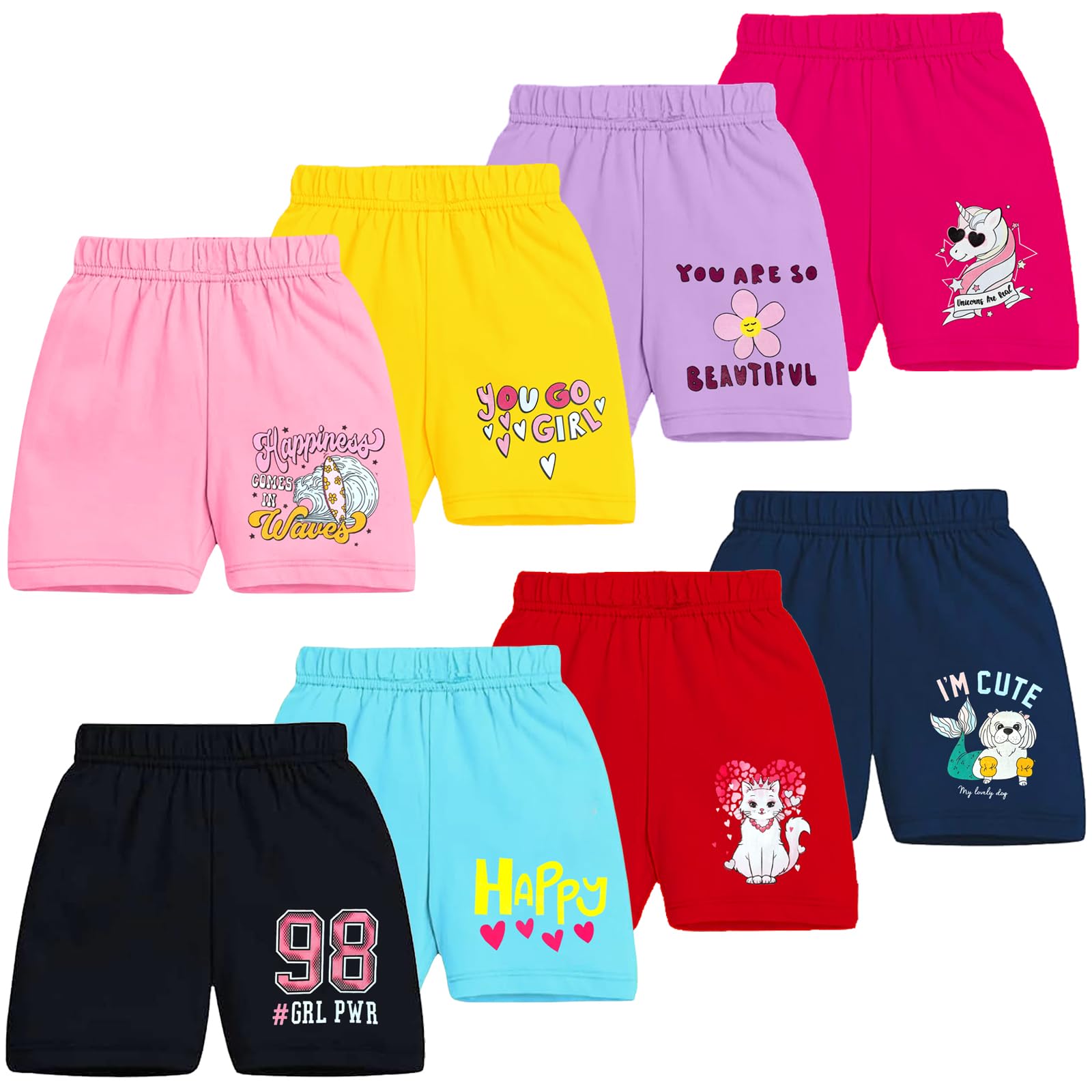 Kuchipoo Girls Cotton Shorts - Multicolor