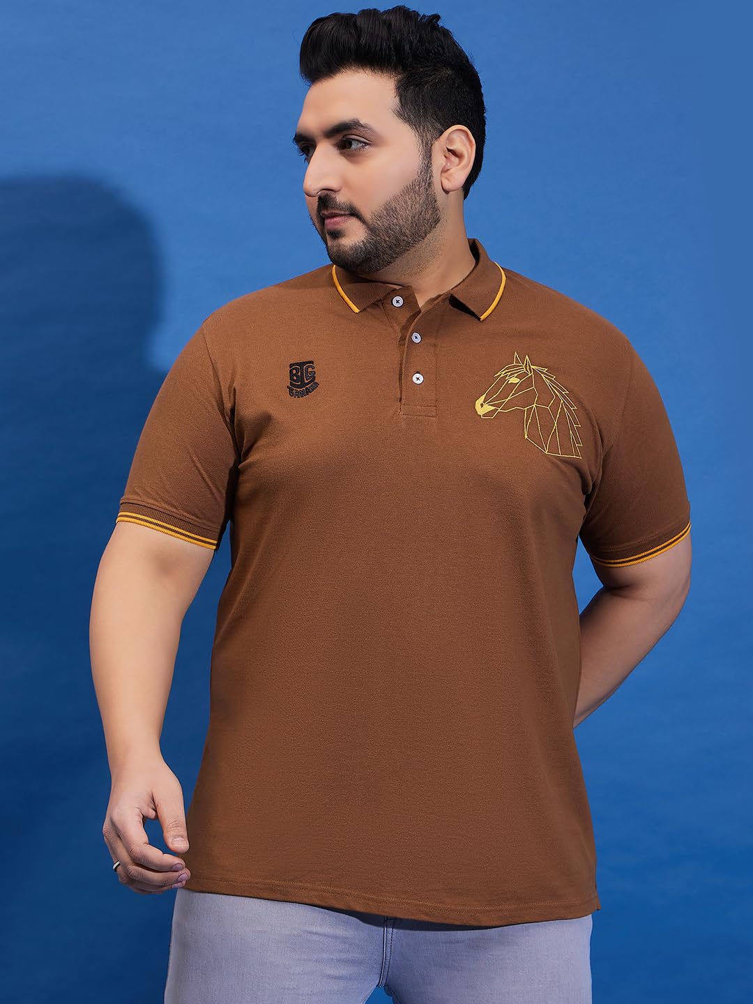 Bigbanana Men's Solid Polo Tshirt - Brick Brown - Image 2