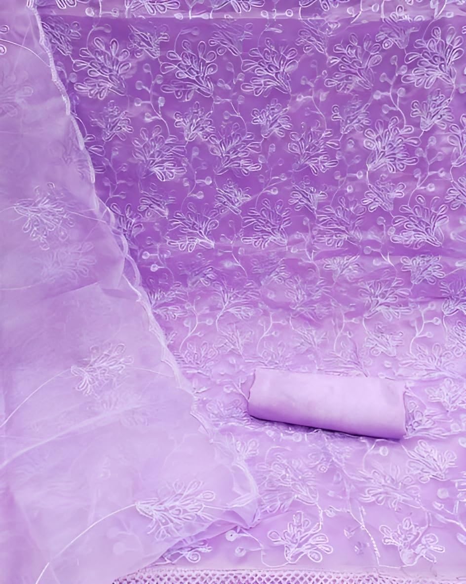 StyleScope Purple Organza Embroidered Salwar Suit for Women - Image 2