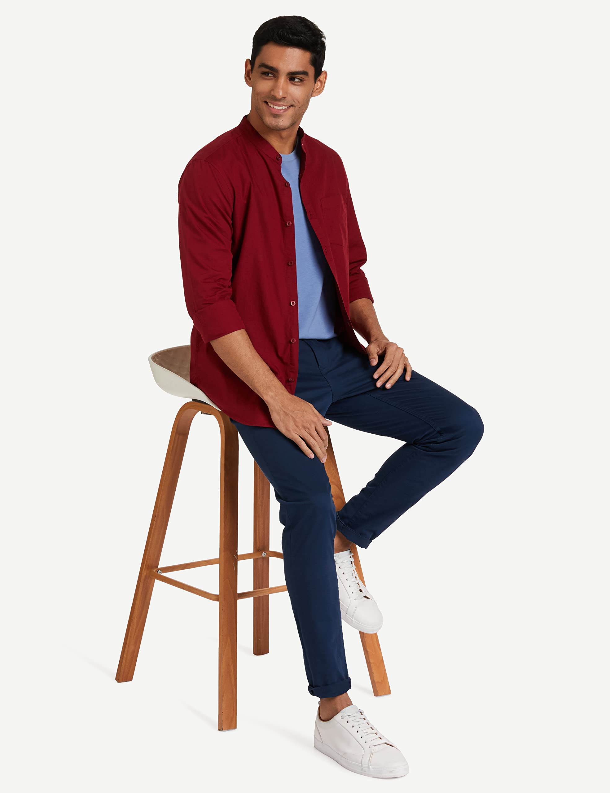 Symbol Cotton Shirt for Men - Maroon - Image 3