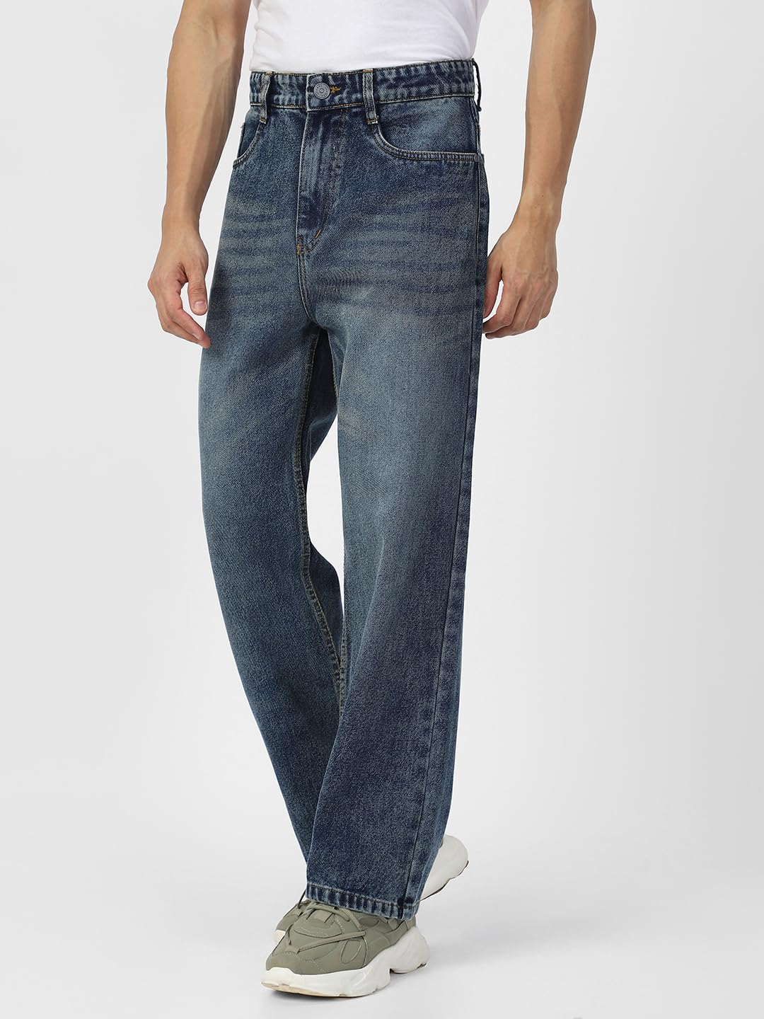 Urbano Fashion Men's Blue Loose Baggy Jeans - Image 3