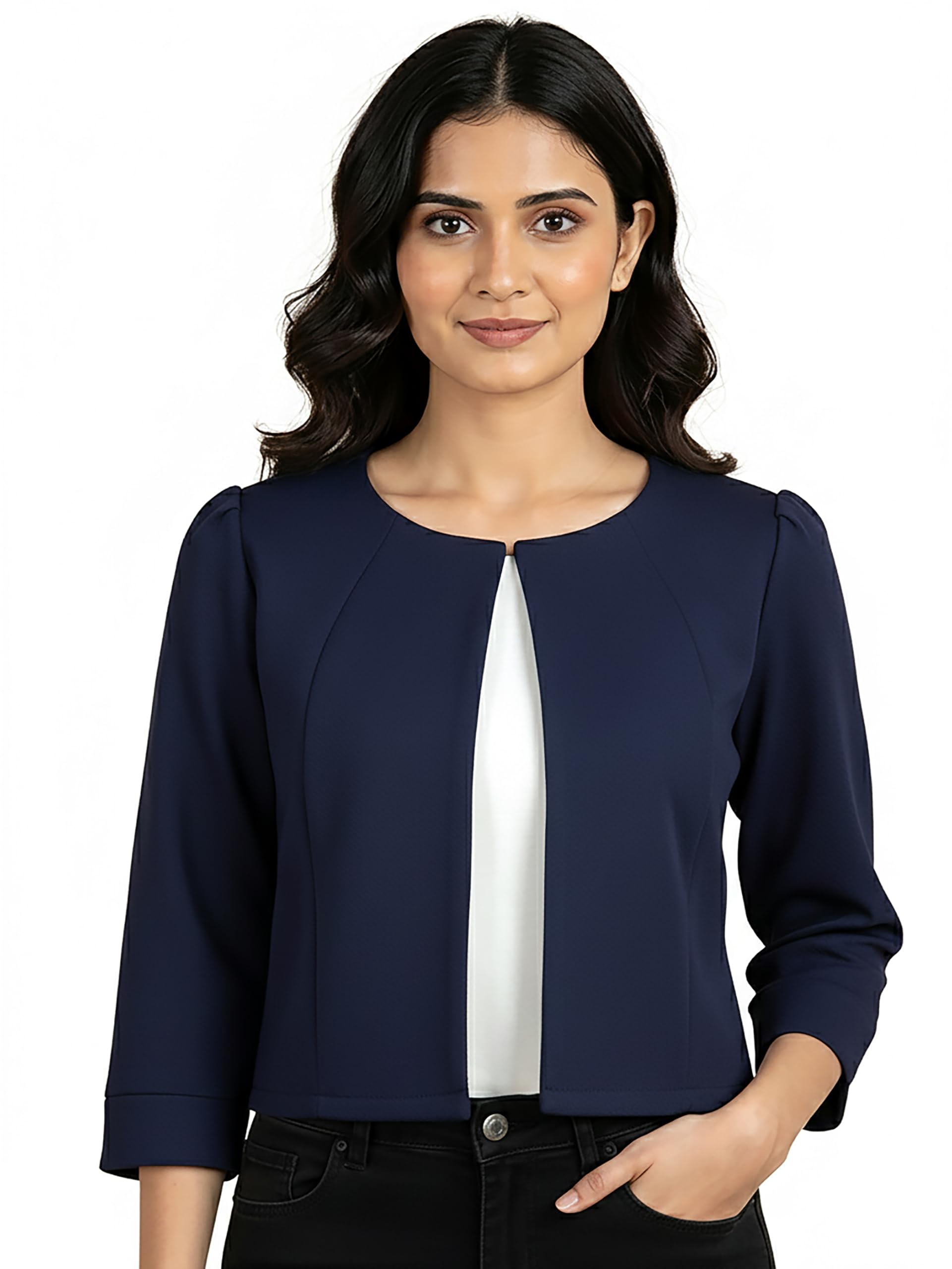 Glito Women's Poly Blazer Jacket - Navy Blue