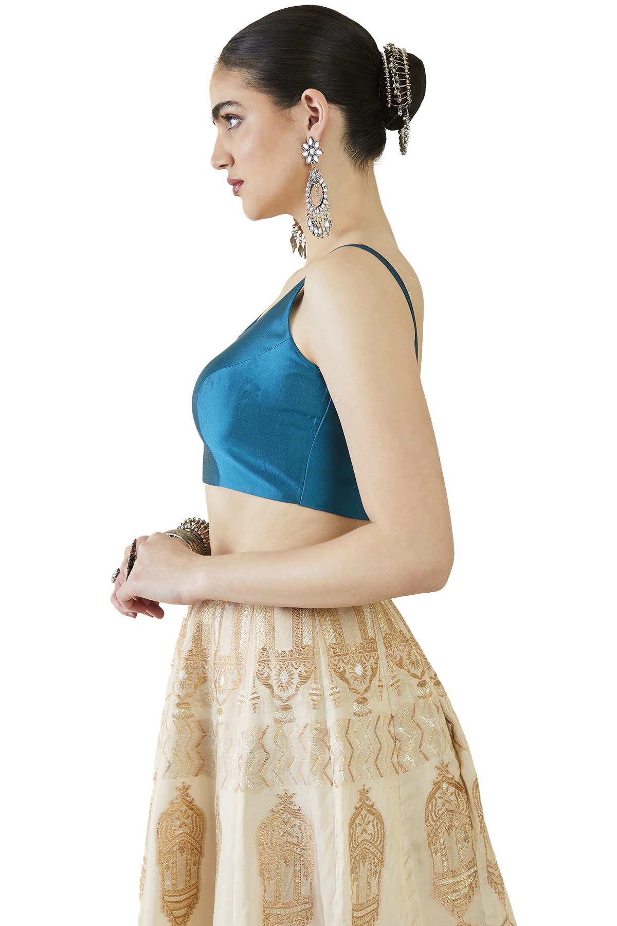 Soch Women's Peacock Green Taffeta Blouse - Image 3