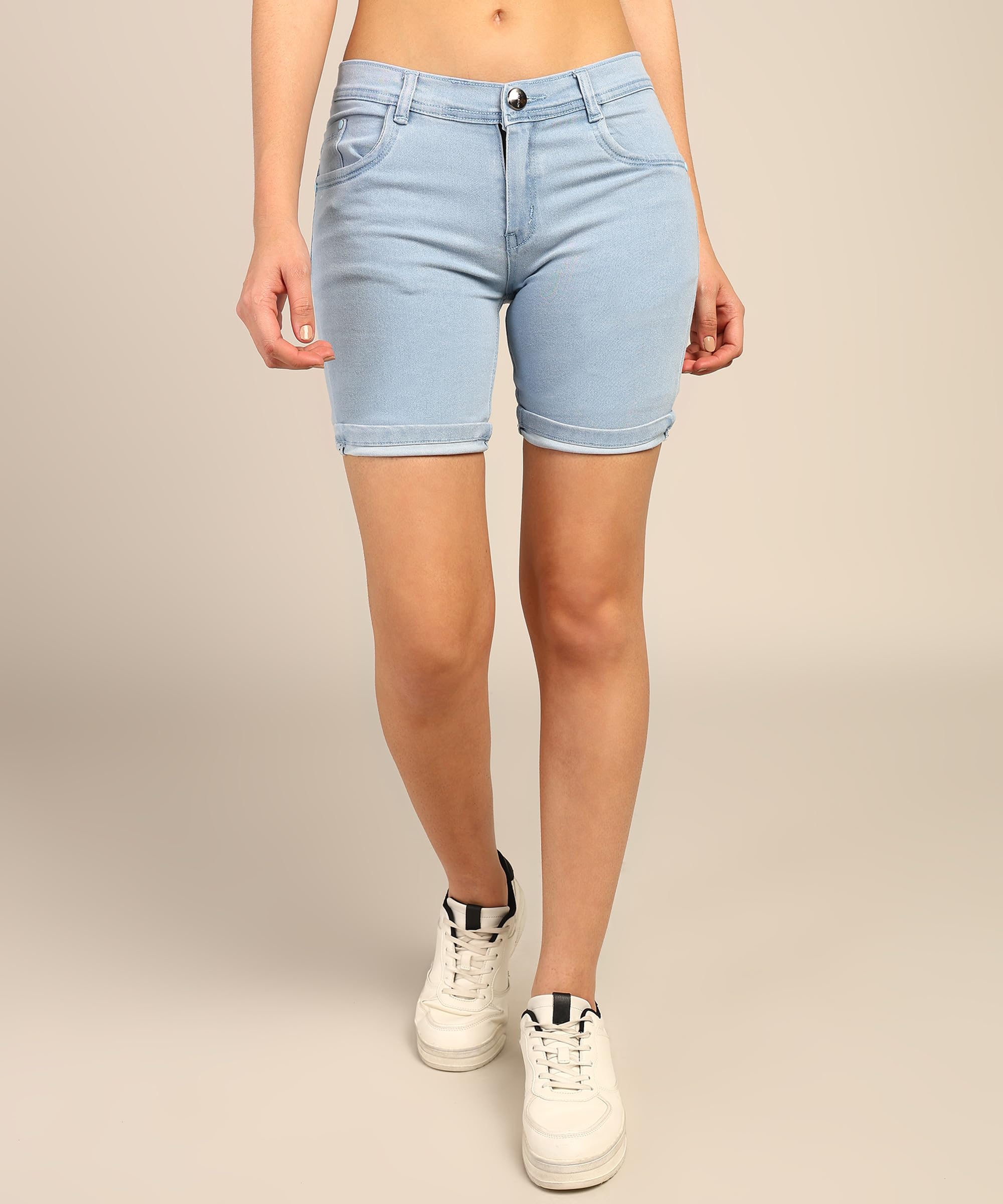 Nifty Women's Denim Stretchable Shorts - SkyBlue - Image 4