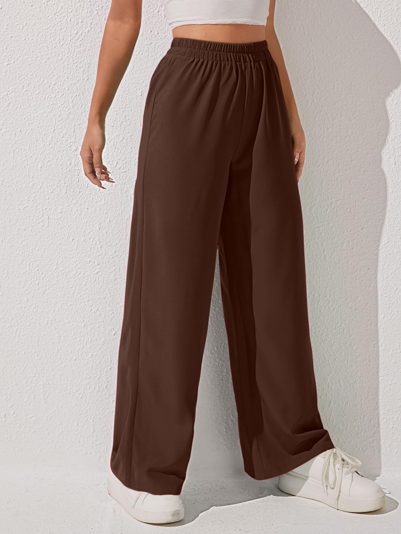 Aahwan Brown Wide Leg Trousers for Women - Image 3