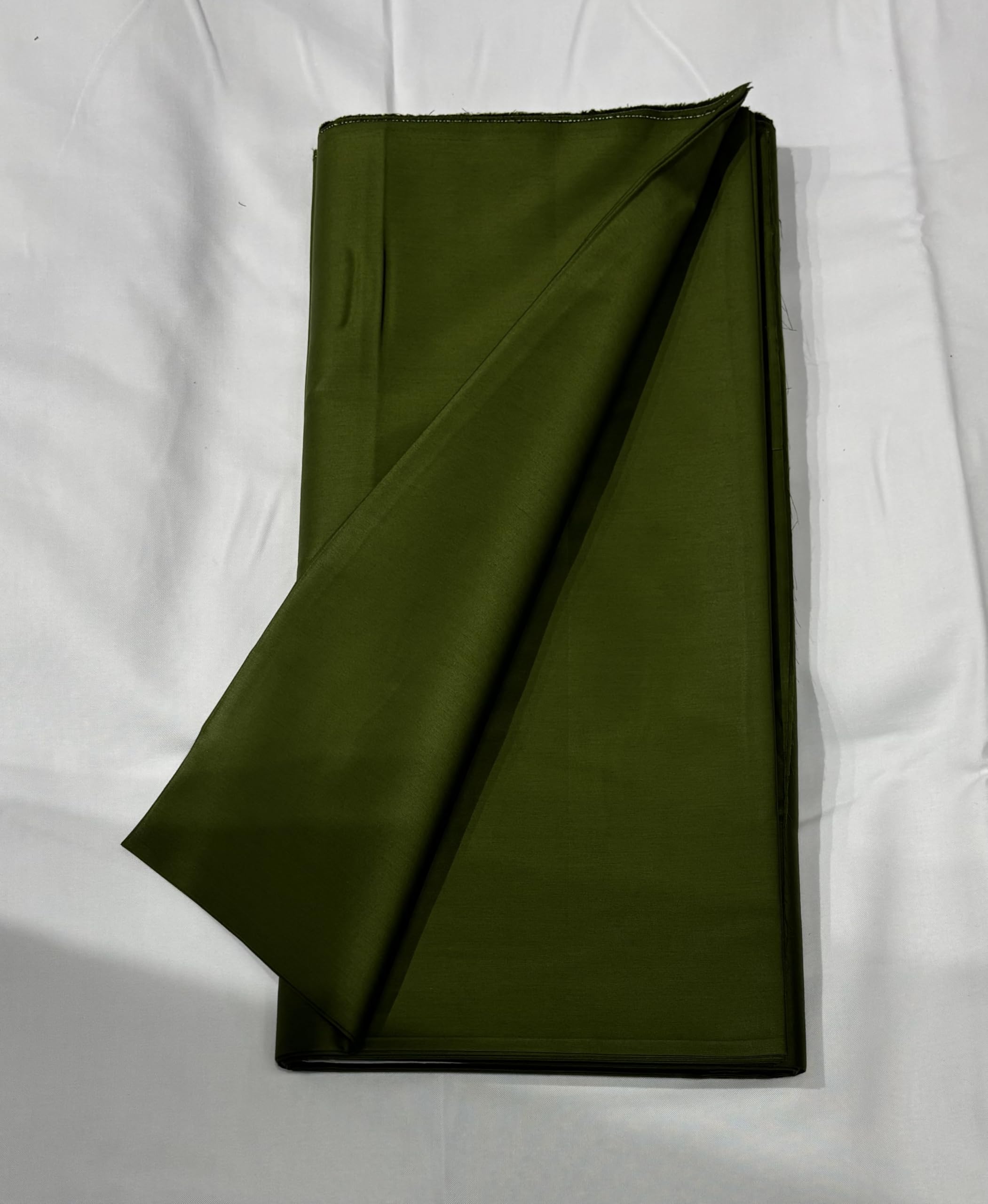 BKRKJ Women's Cotton Silk Unstitched Fabric - Mehndi Green - Image 2