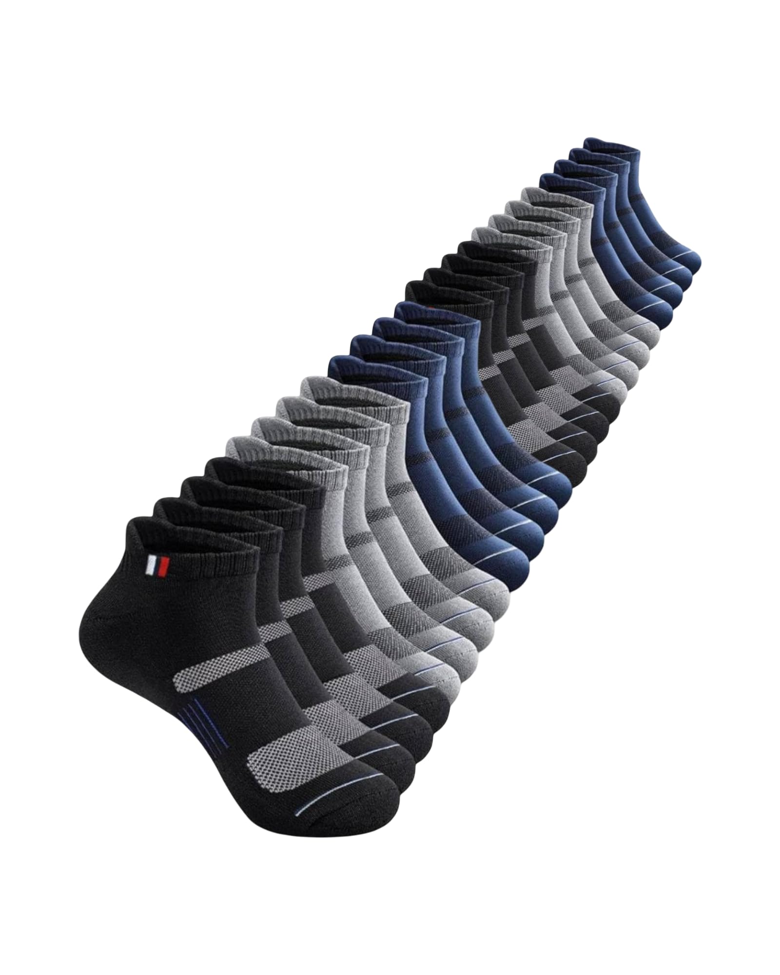HICODE Men's Athletic Ankle Socks - Black Grey Navy