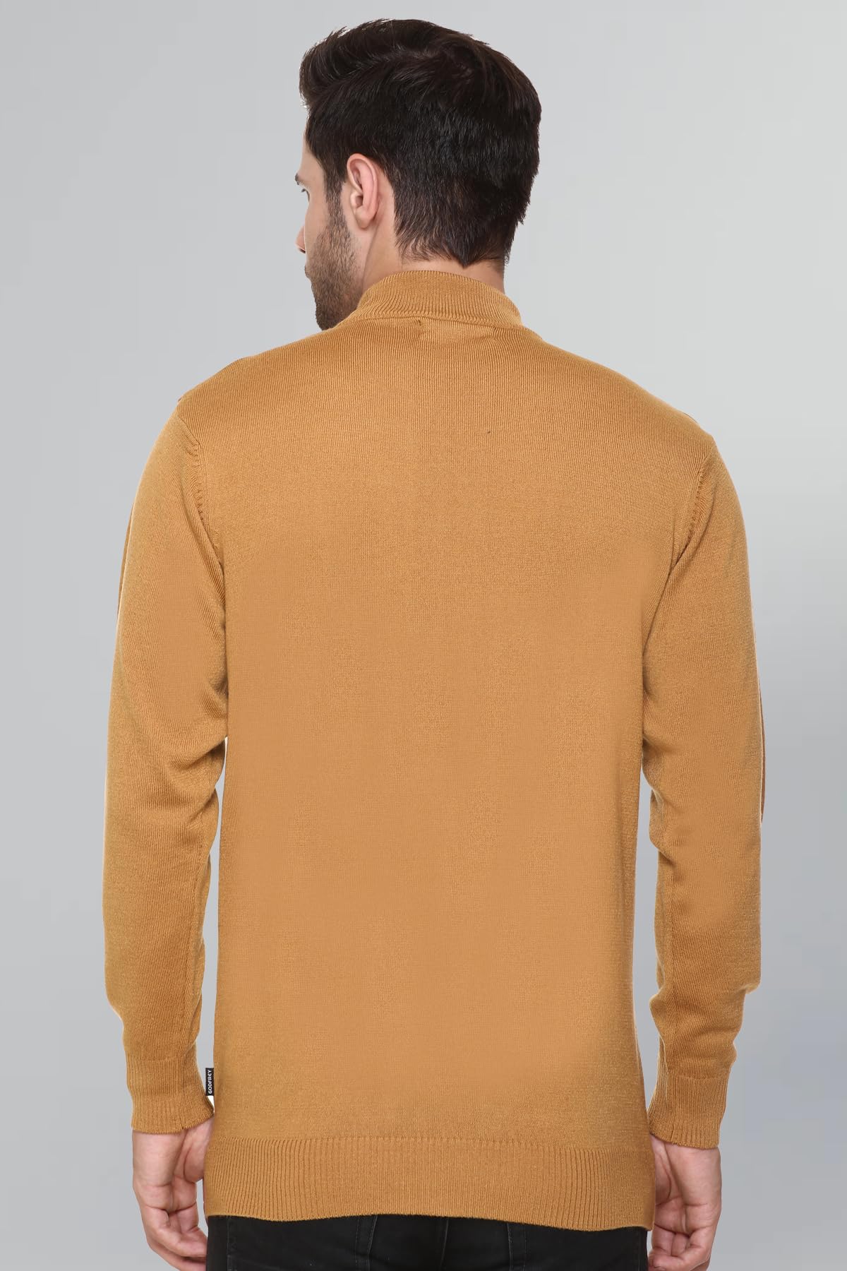 GODFREY Men's Mustard Woolen Turtleneck Sweater - Image 5