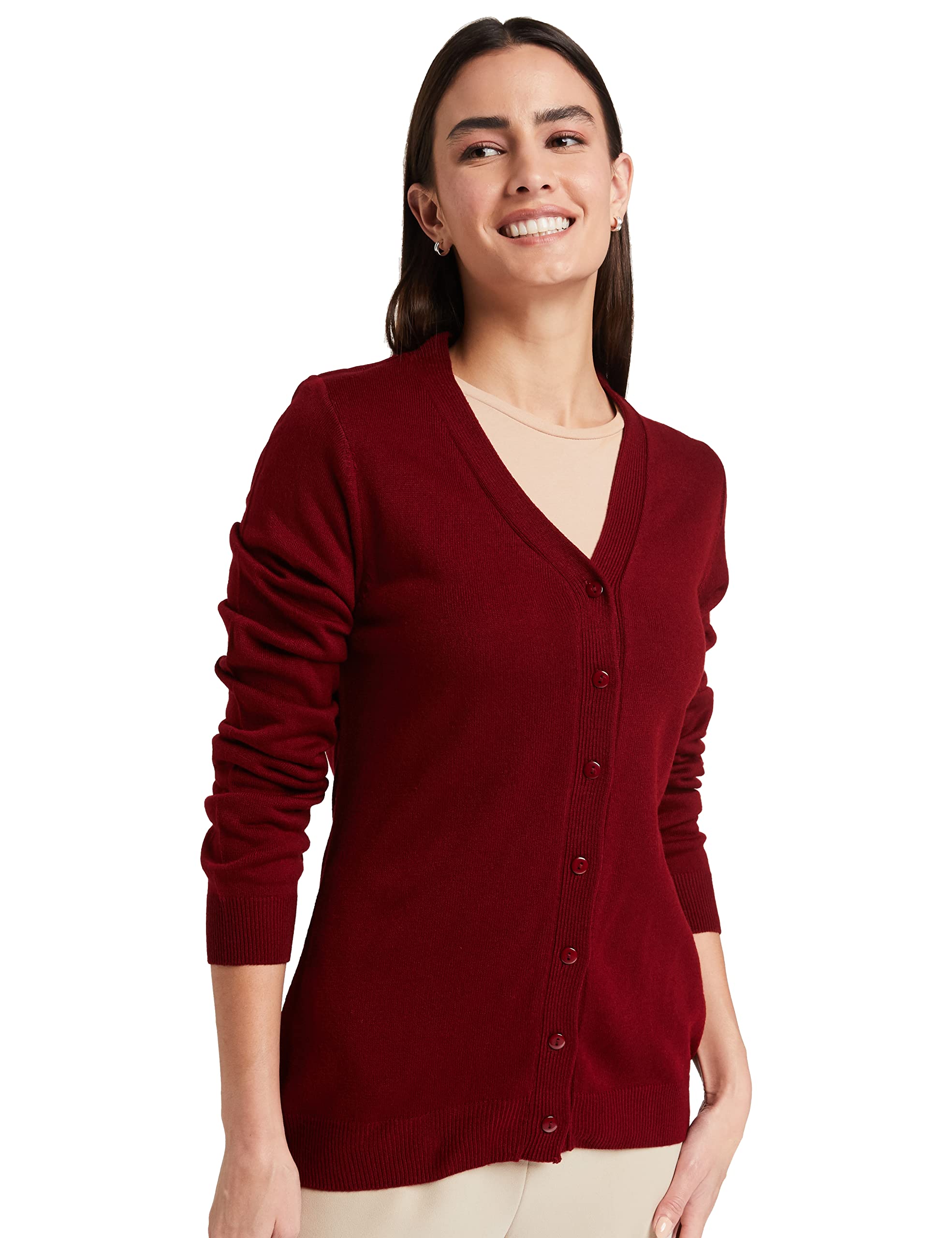 Cozy Maroon Cardigan Sweater for Women