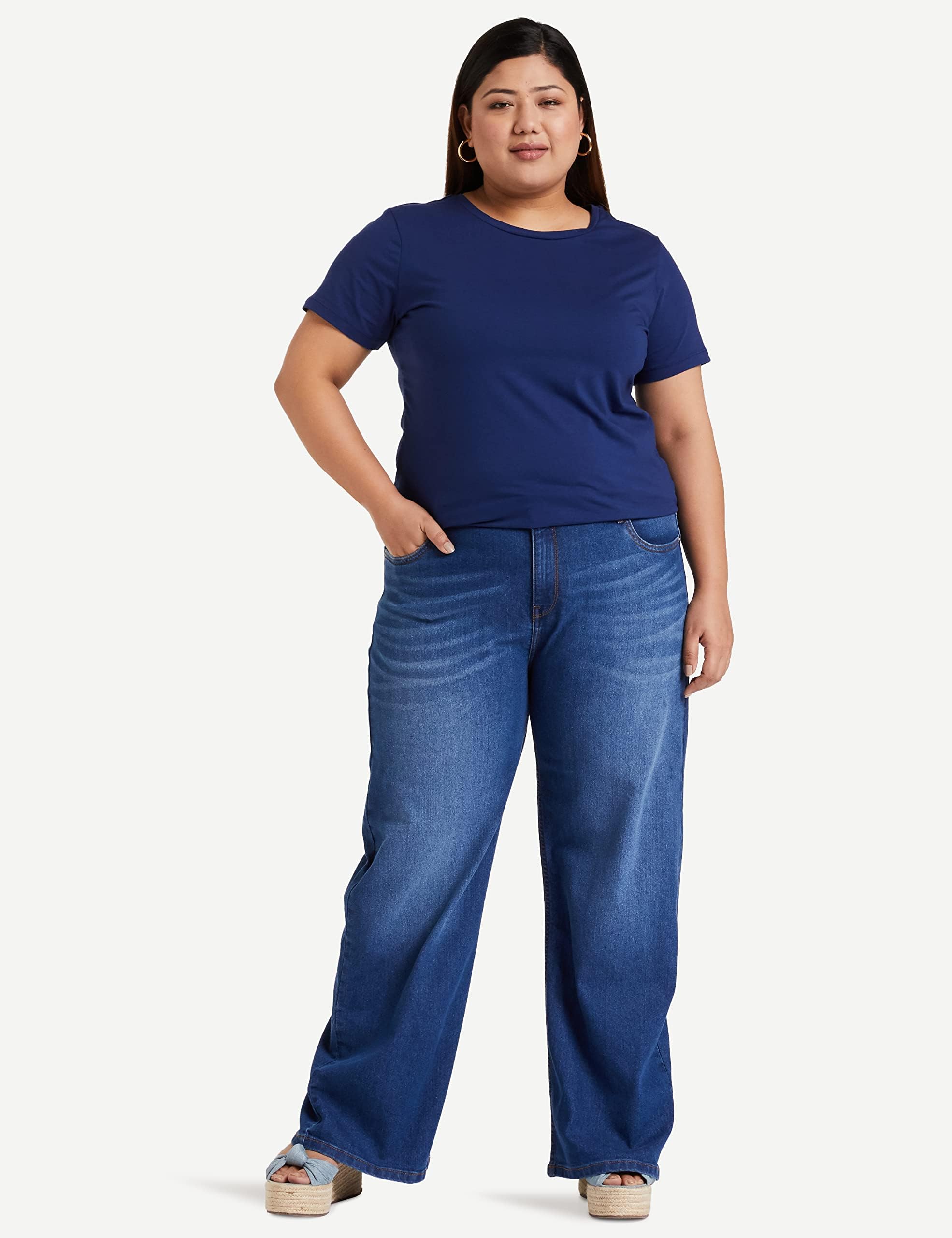 Amazon Women Wide Leg Jeans - Mid Blue - Image 5