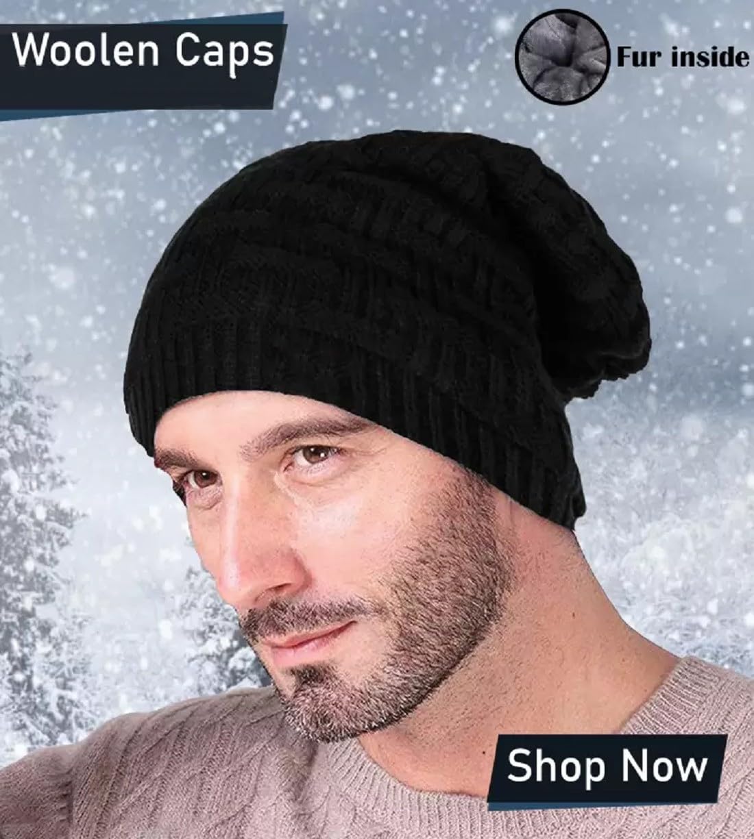 Livello Knitted Winter Beanie - Black - Image 3