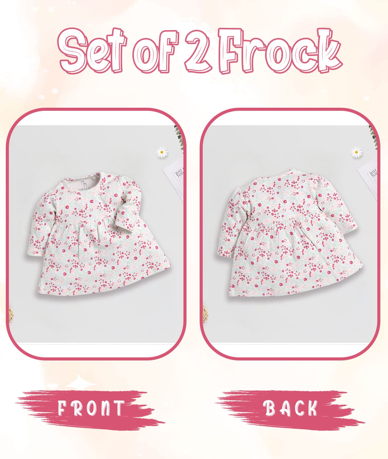 BABY GO Full Sleeve A Line Frocks for Baby Girls - Image 2