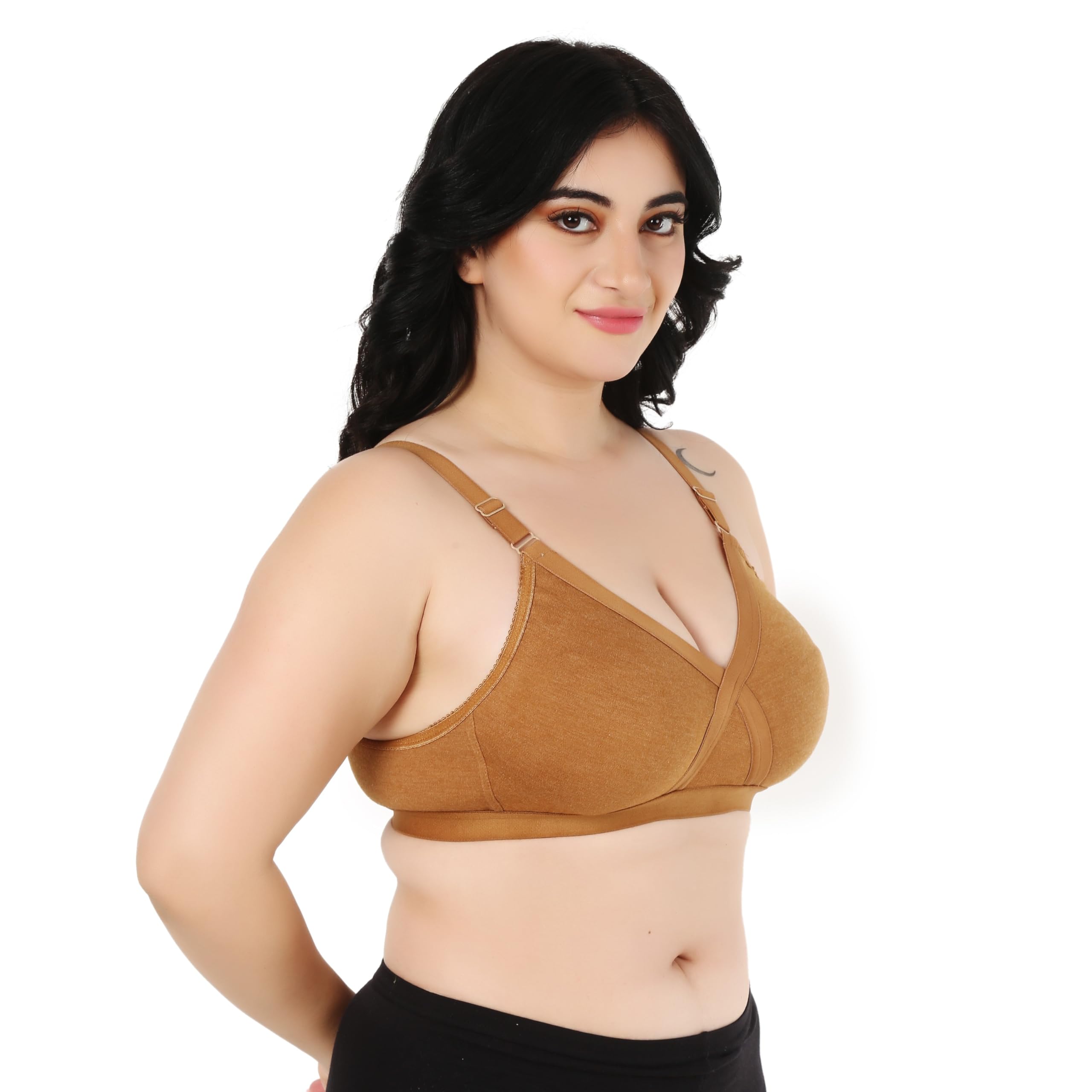 FUNAHME Cotton Blend T-Shirt Bra for Women - Purple - Image 5