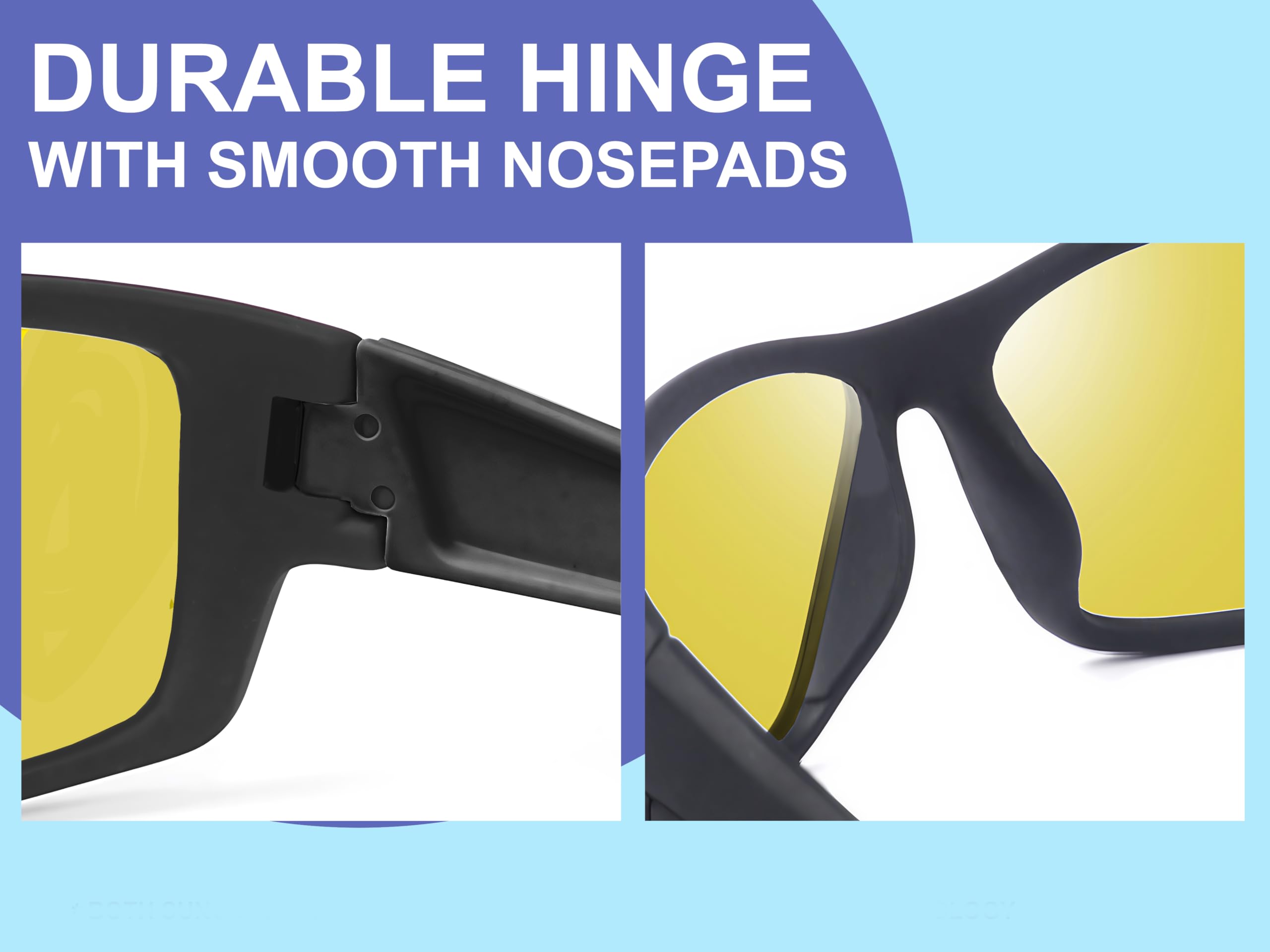 Anemxer Unisex UV Protected Night Driving Glasses - Yellow - Image 4