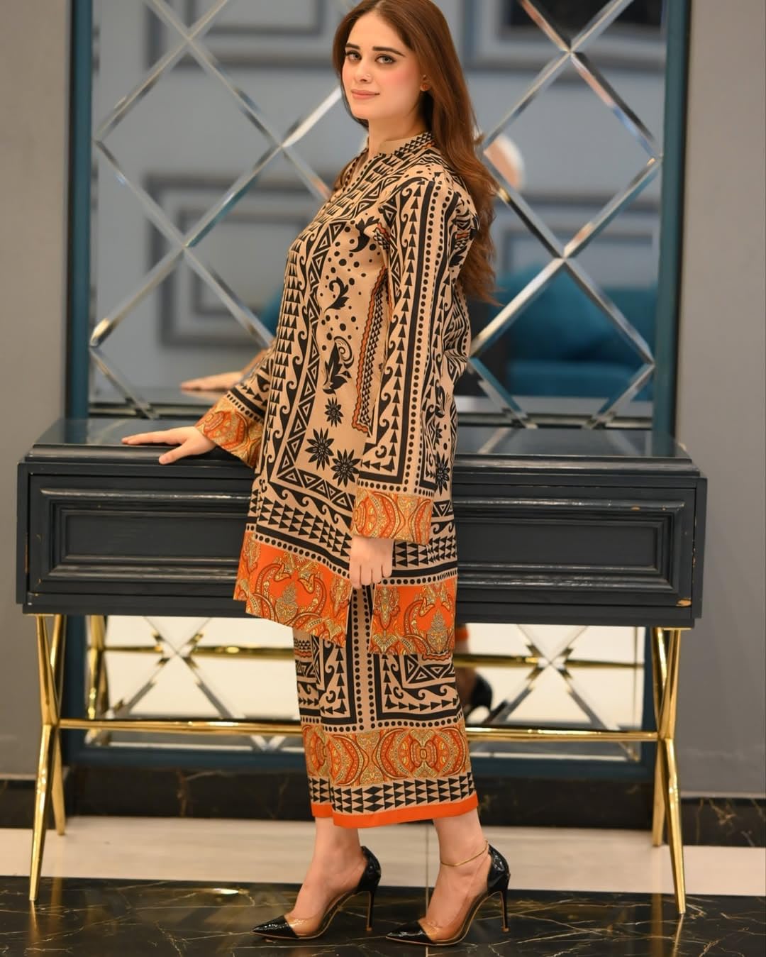 ANNI Women's Rayon Viscose Printed Kurta - Beige - Image 2