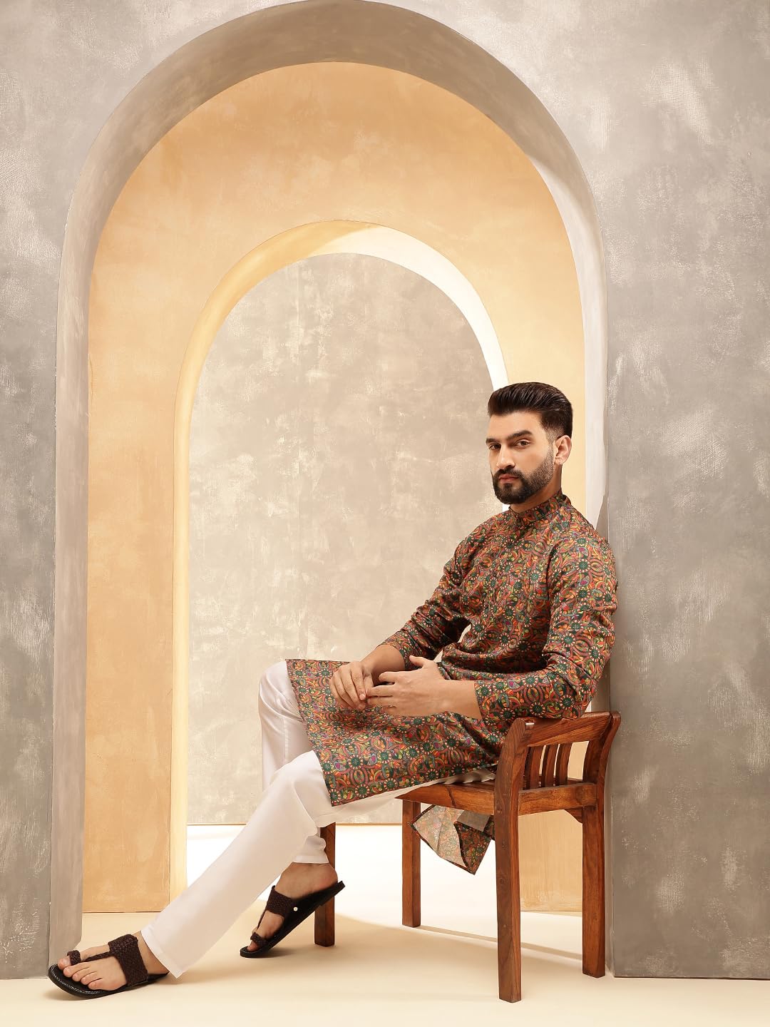 SOJANYA Men's Cotton Linen Kurta with Pyjama - Image 2