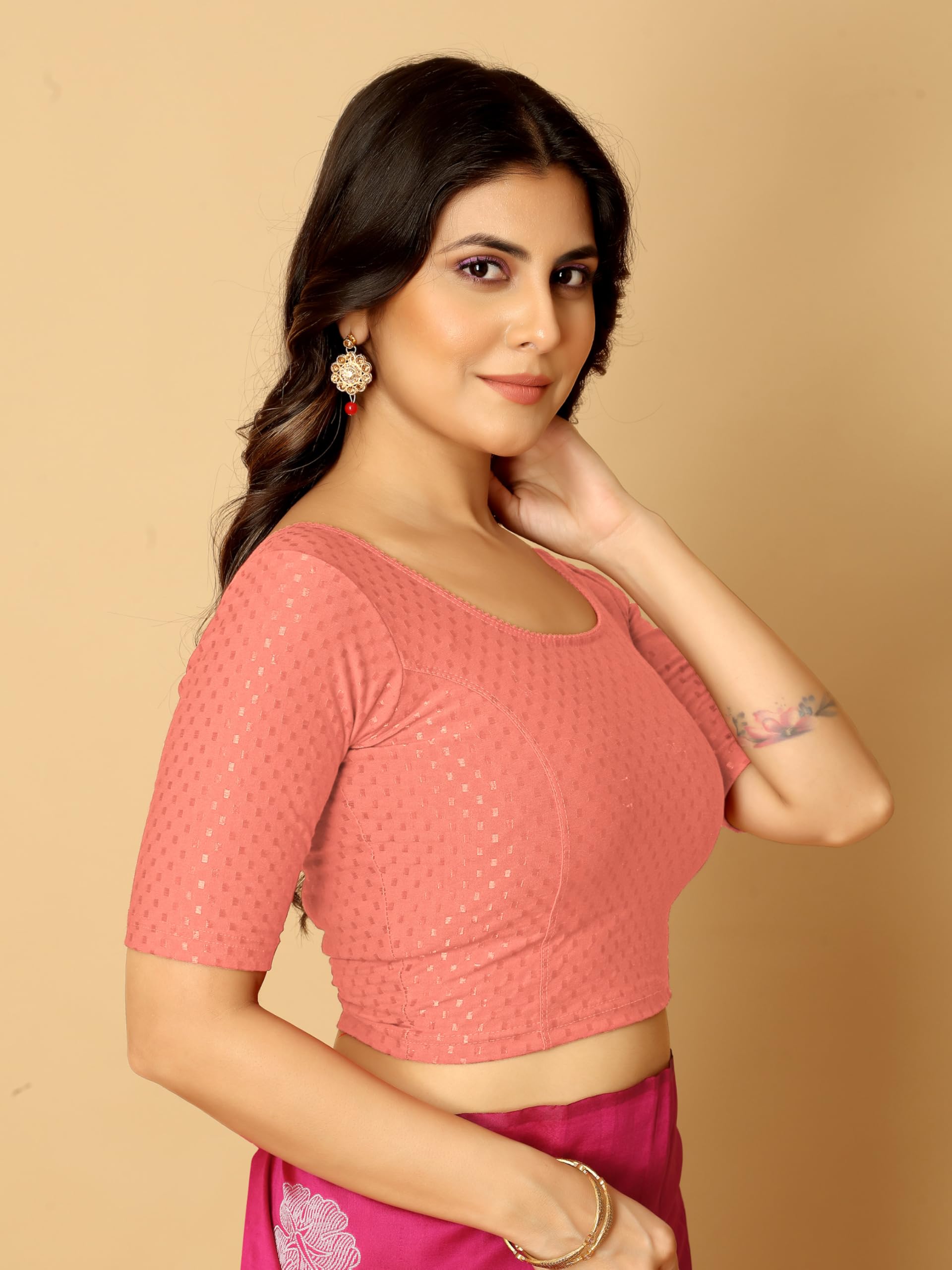 Anarva Women's Saree Blouse - Peach - Image 3