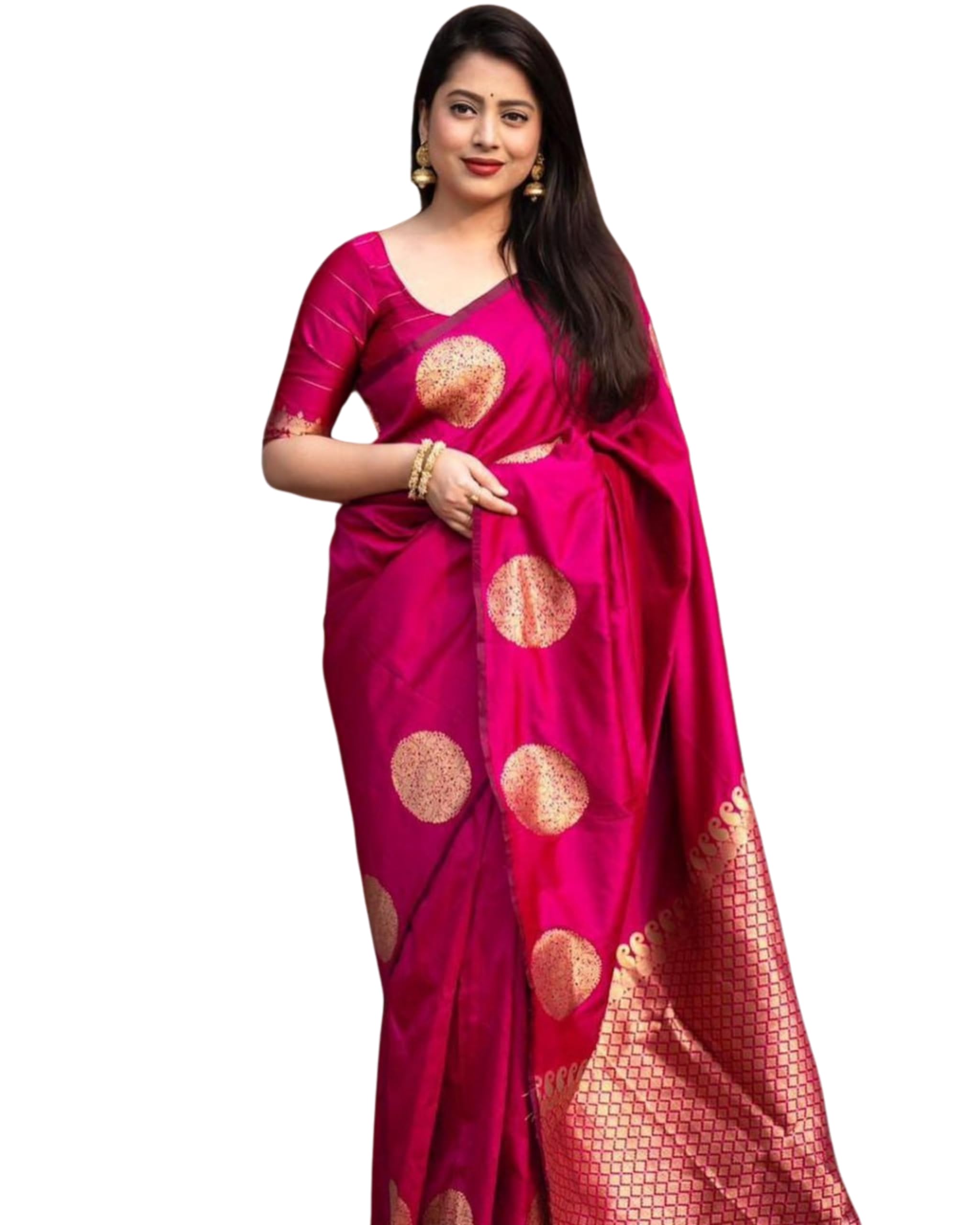 C J Enterprise Kanjivaram Silk Saree for Women