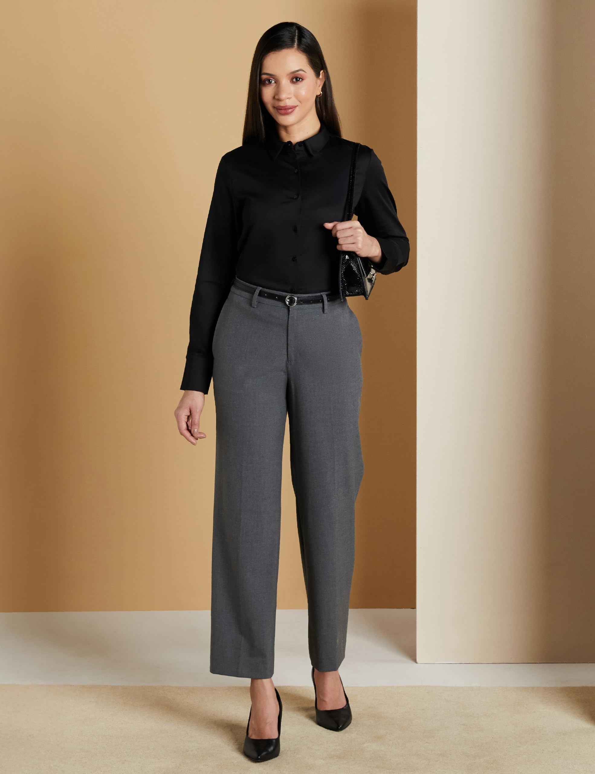 Symbol Women's Cotton Stretch Formal Shirt - Black - Image 3