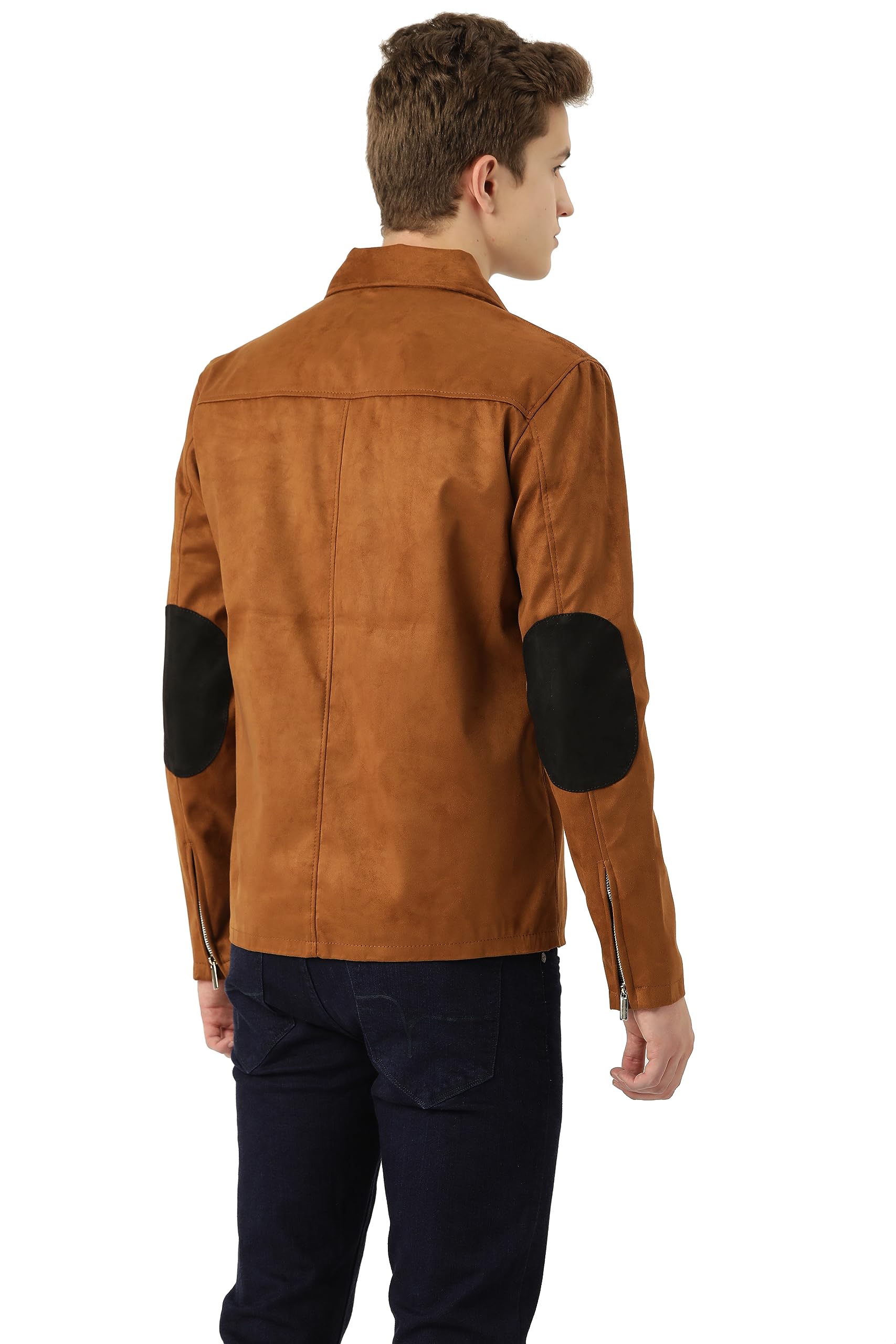 GarbGlide Men's Leather Brown Suede Jacket - Image 3