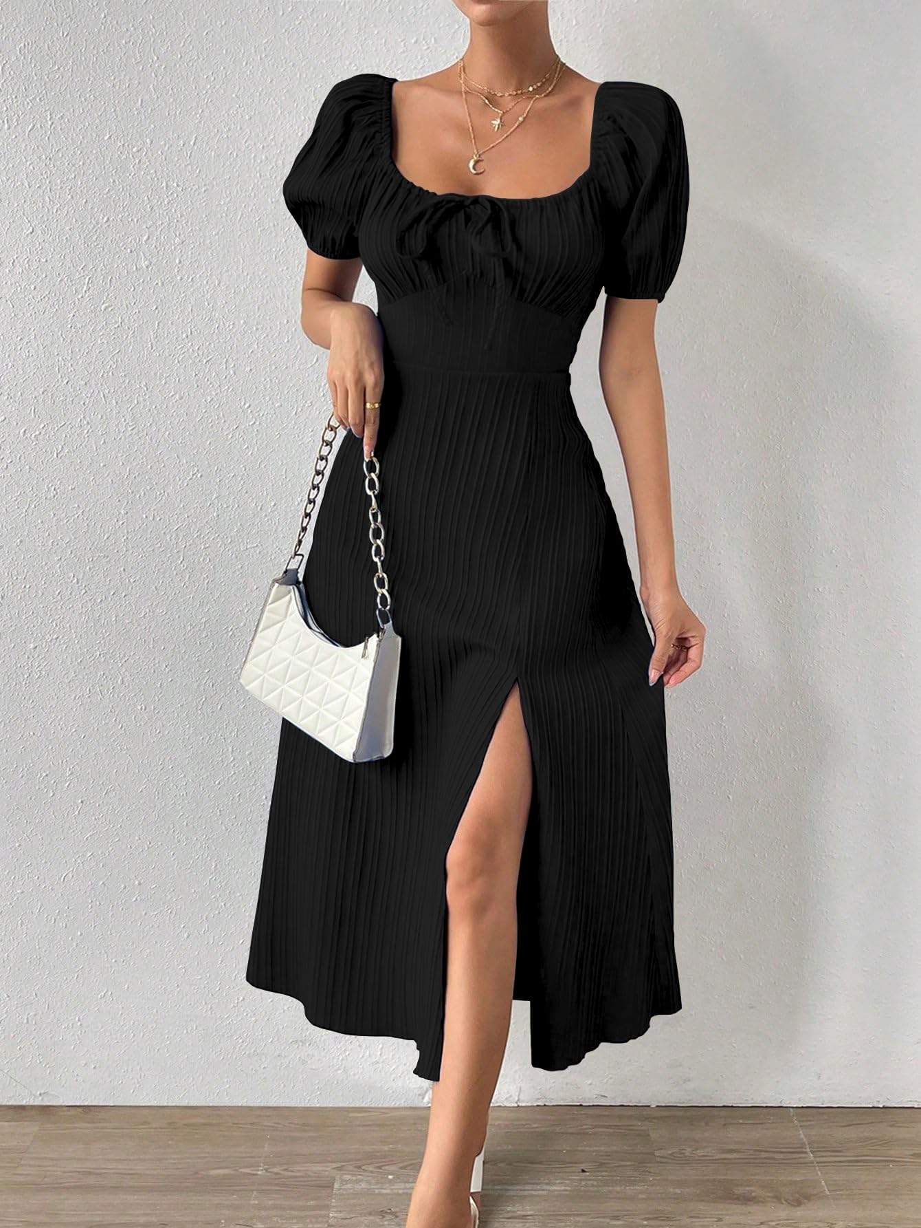 Shasmi Women Black Tie Front Maxi Dress - Image 5