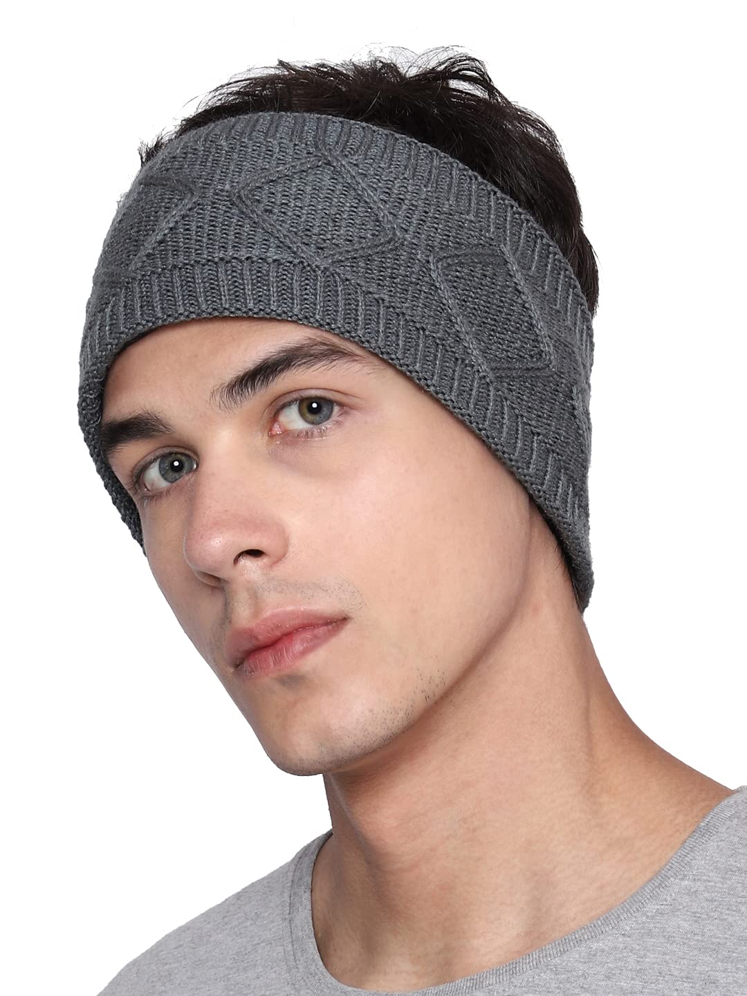 Gajraj Unisex Knitted Woolen Headband - Grey - Image 4