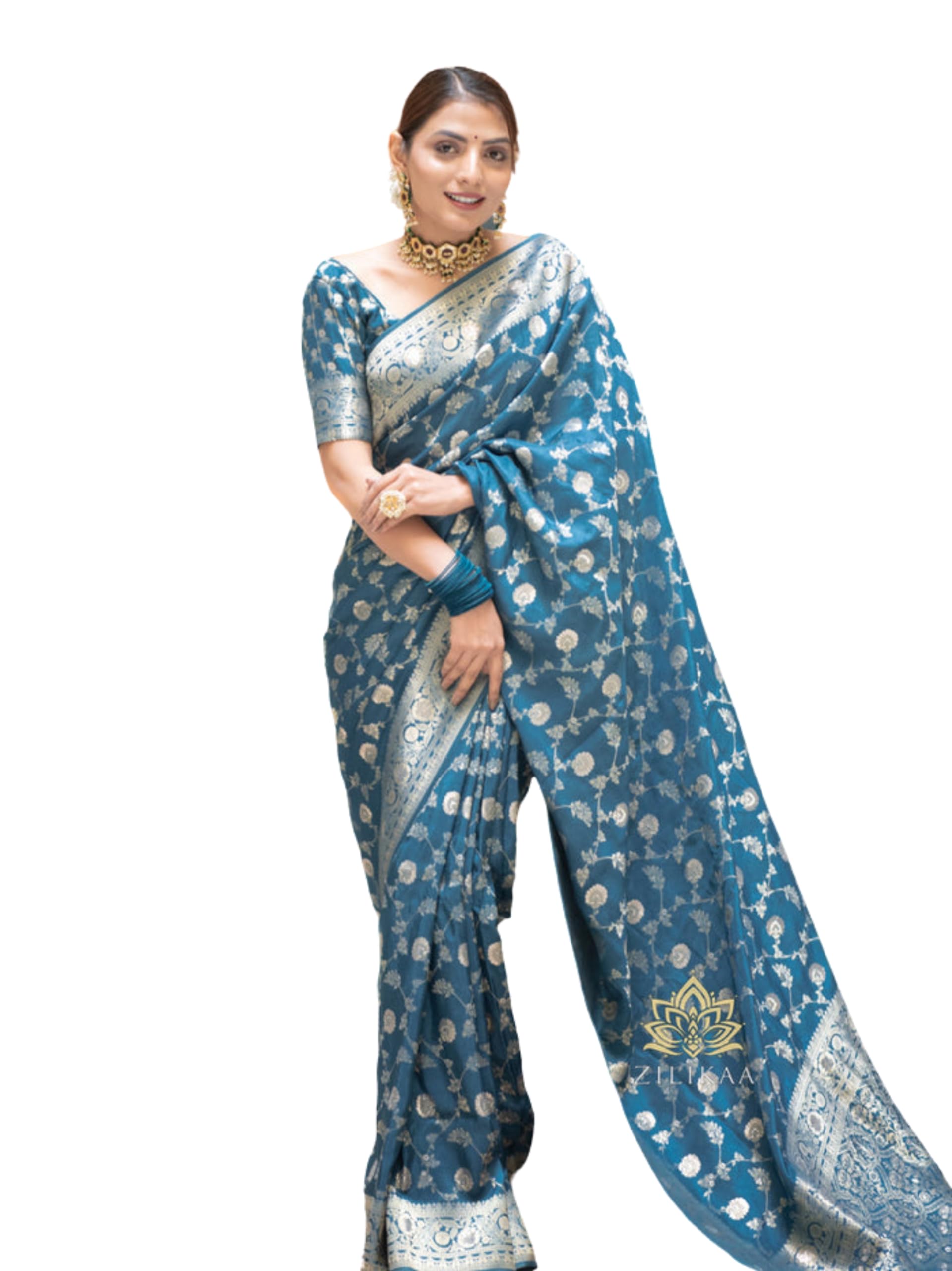 C J Enterprise Women's Banarasi Kanjivaram Silk Saree