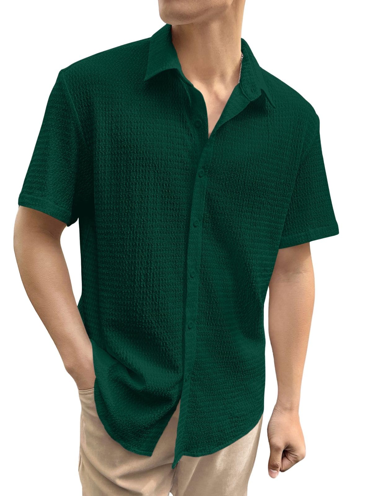 GRECIILOOKS Green Formal Shirt for Men