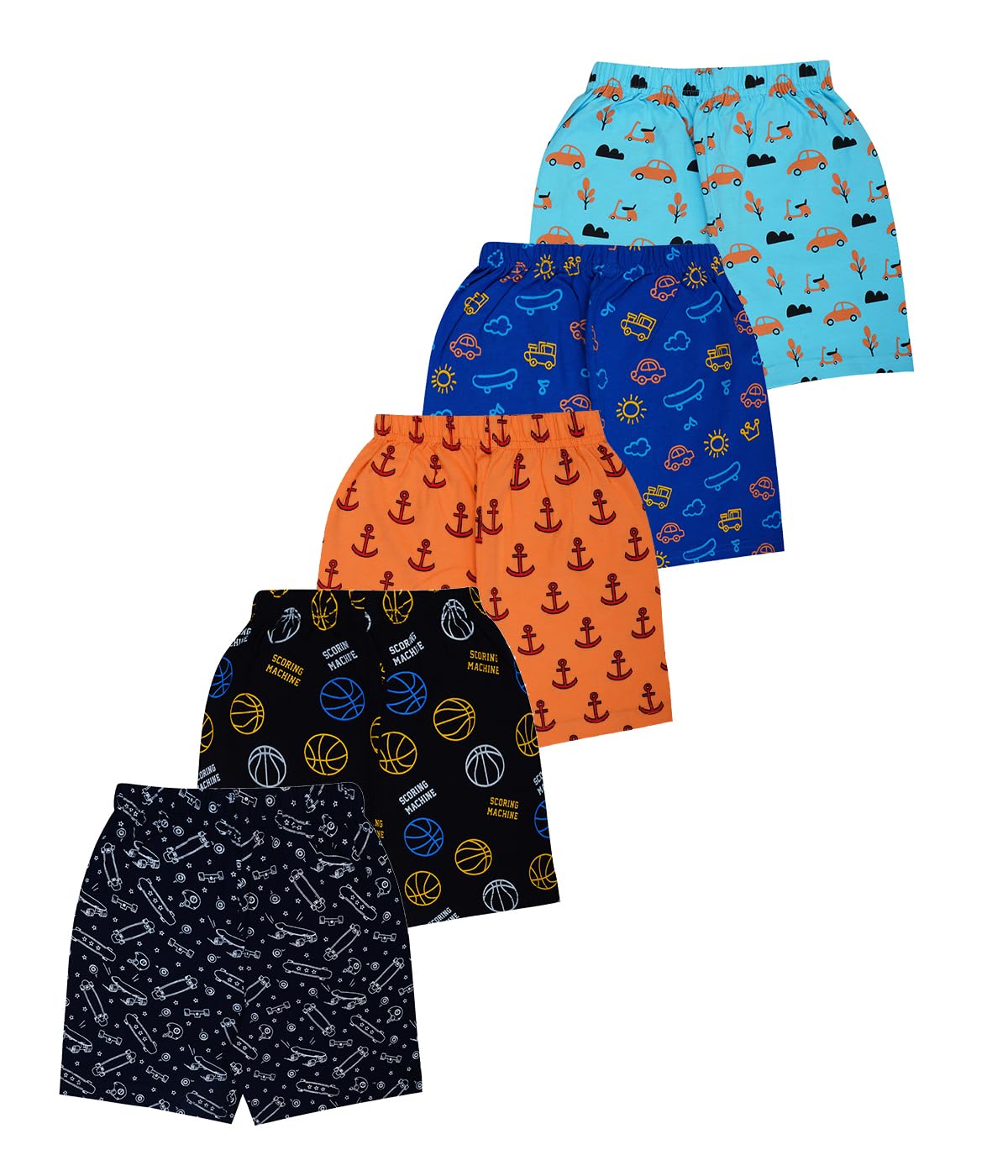 T2F Boys Printed Cotton Shorts - Multicolor