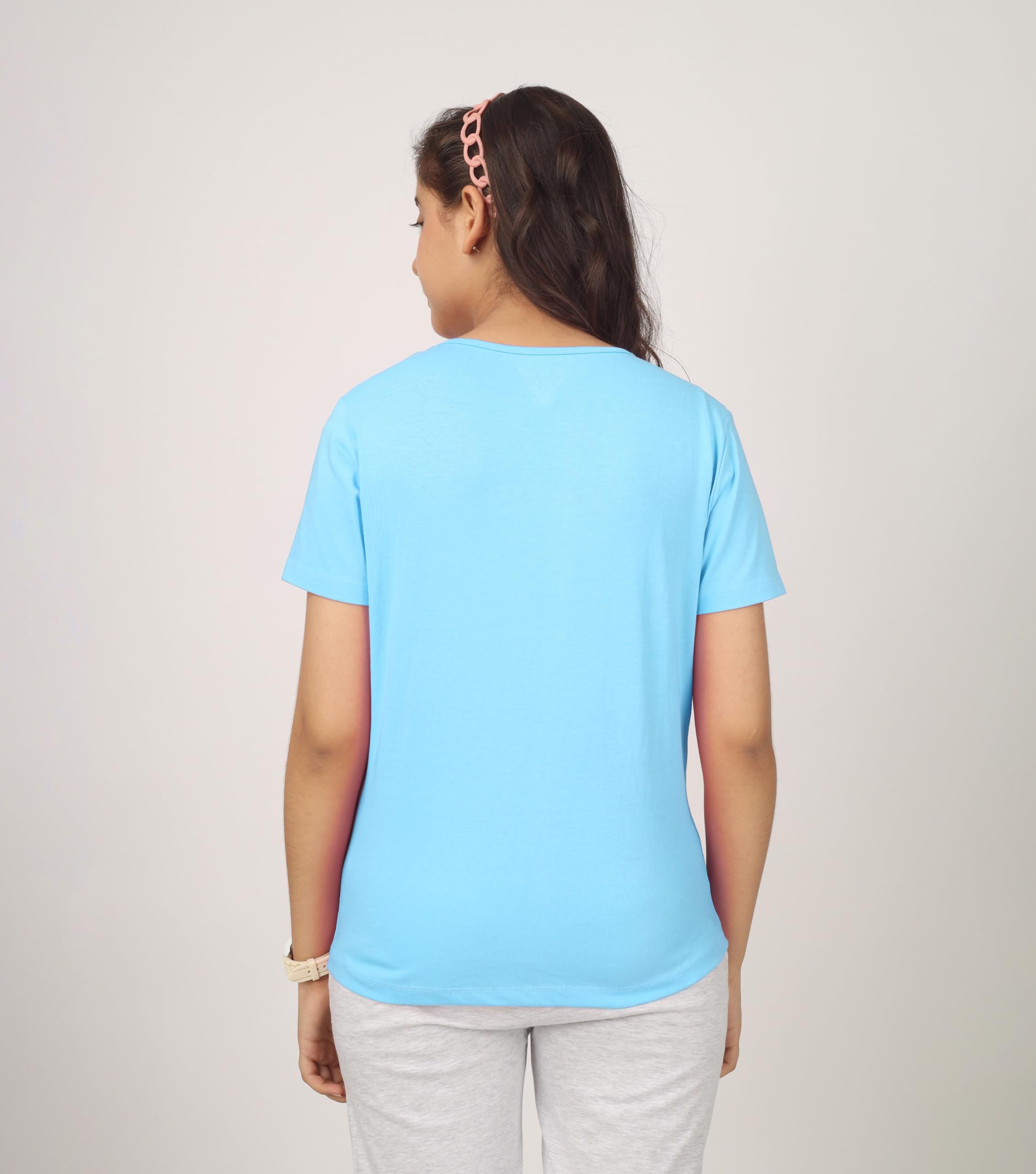 KYDA KIDS Antibacterial Printed Girl's Cotton Tshirt - Turquoise - Image 5